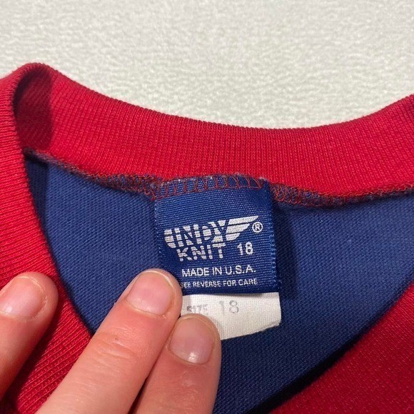 Vintage Colorblock Shirt Red Navy Blue Short Sleeve 70s 80s Retro *READ