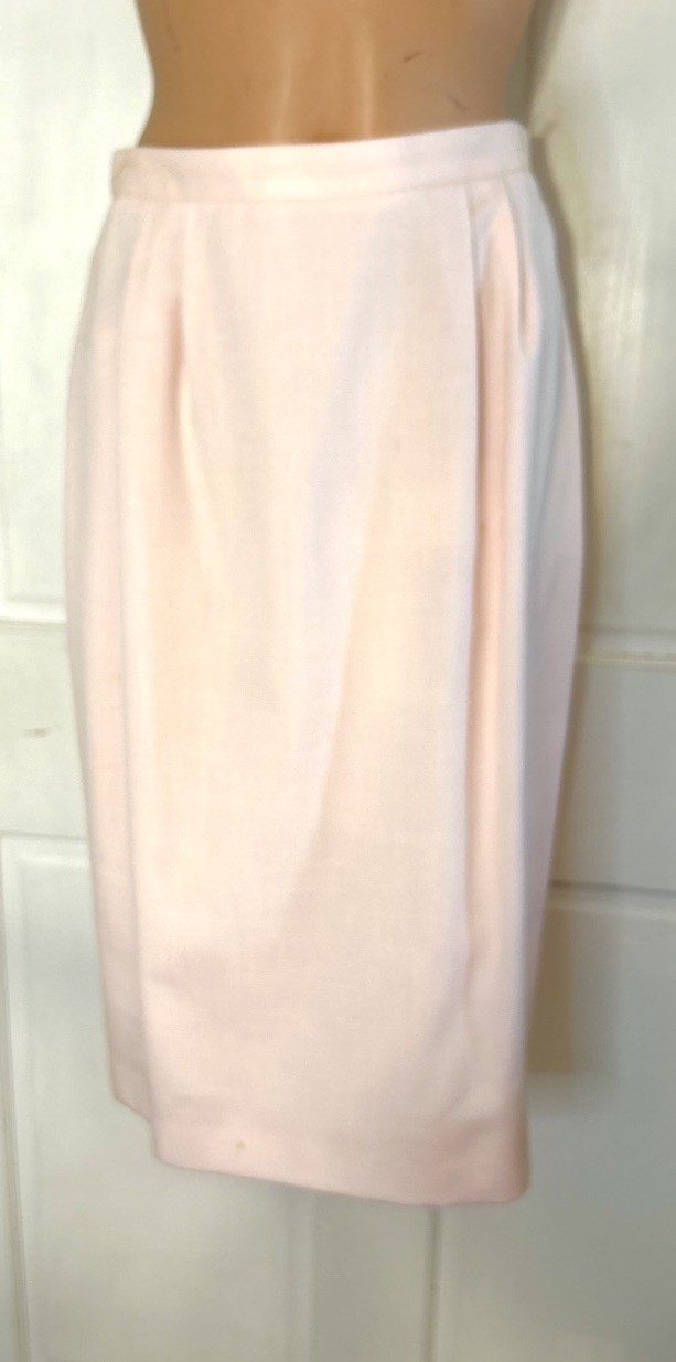 Kasper For ASL Skirt Suit Sz 10 Pink Lined Die Cut Lapel Short Sleeve Vtg Jacket
