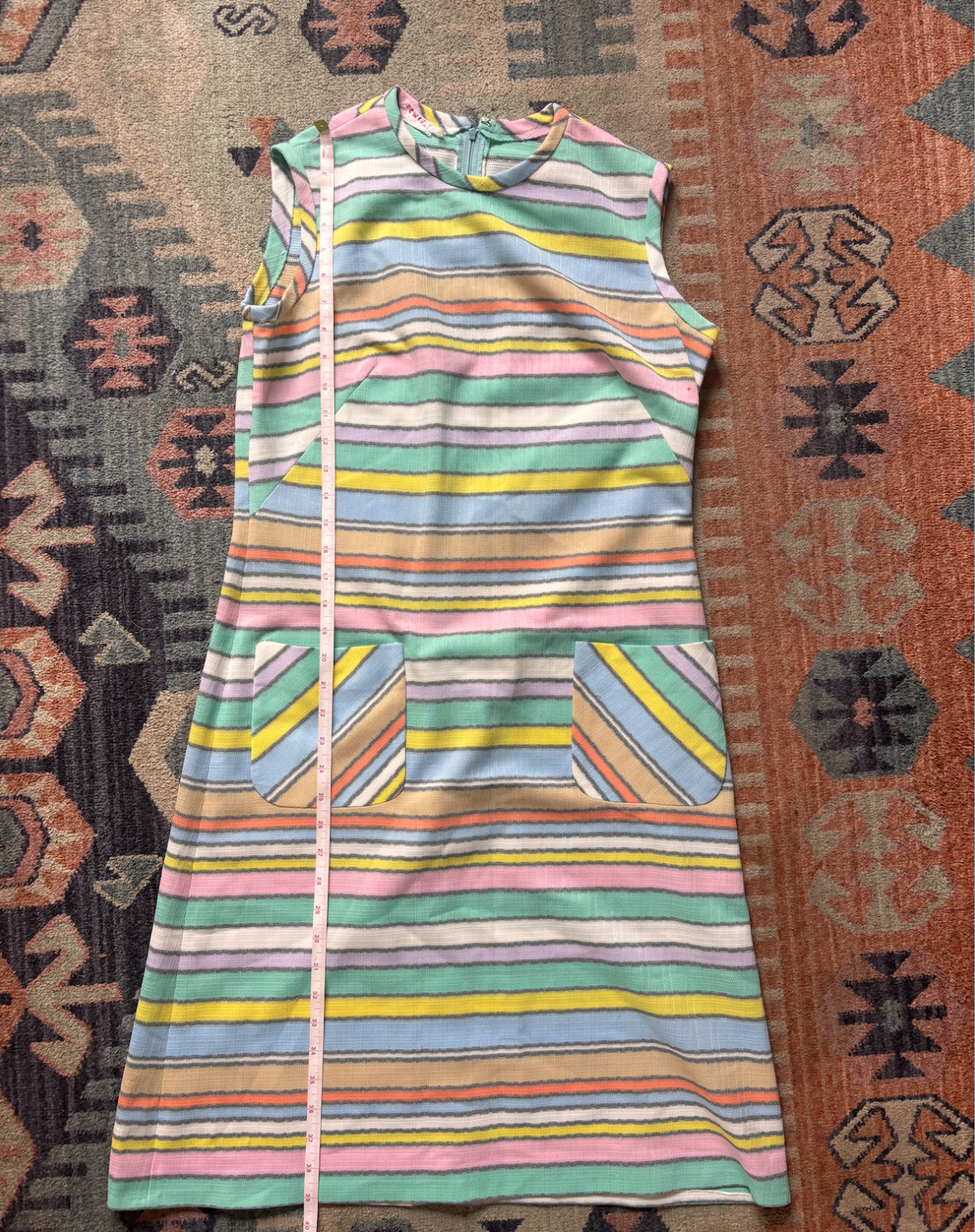 Vintage rainbow striped shift dress