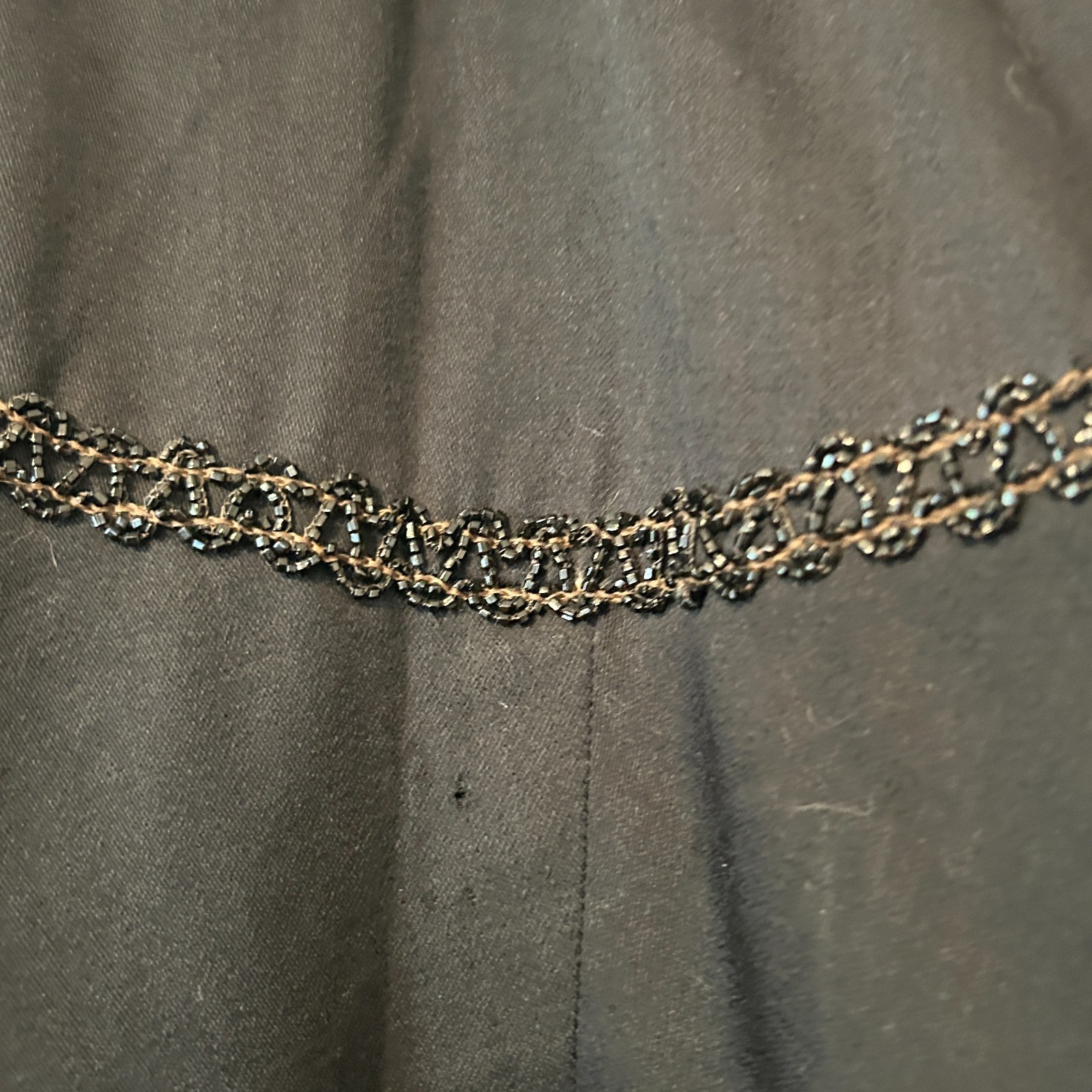 Antique Victorian Black Wool Beaded Evening Cape Capelet Cloak Mourning 1800s