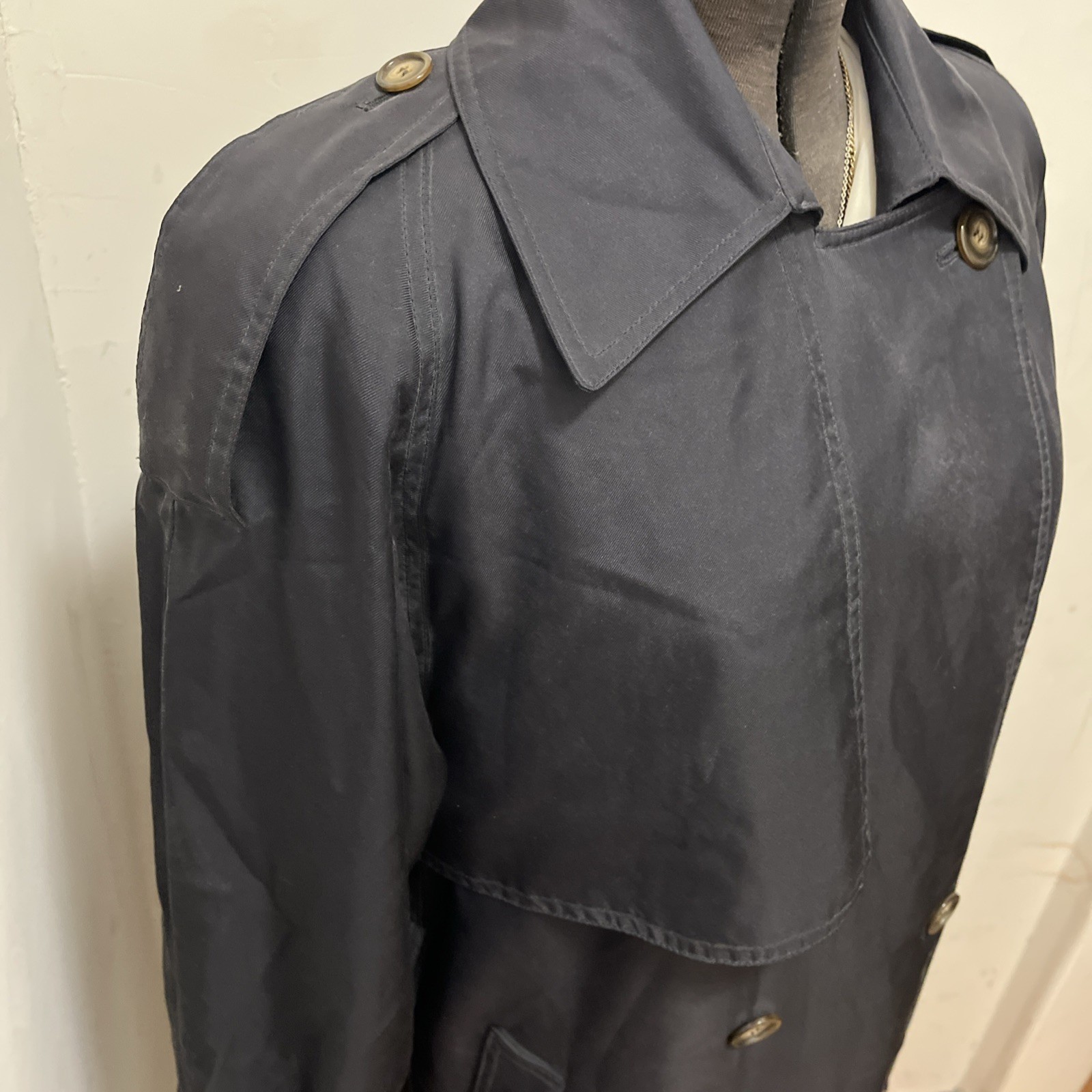 Vintage Count Romi Black 100% Silk Trench Coat Fall Size 4