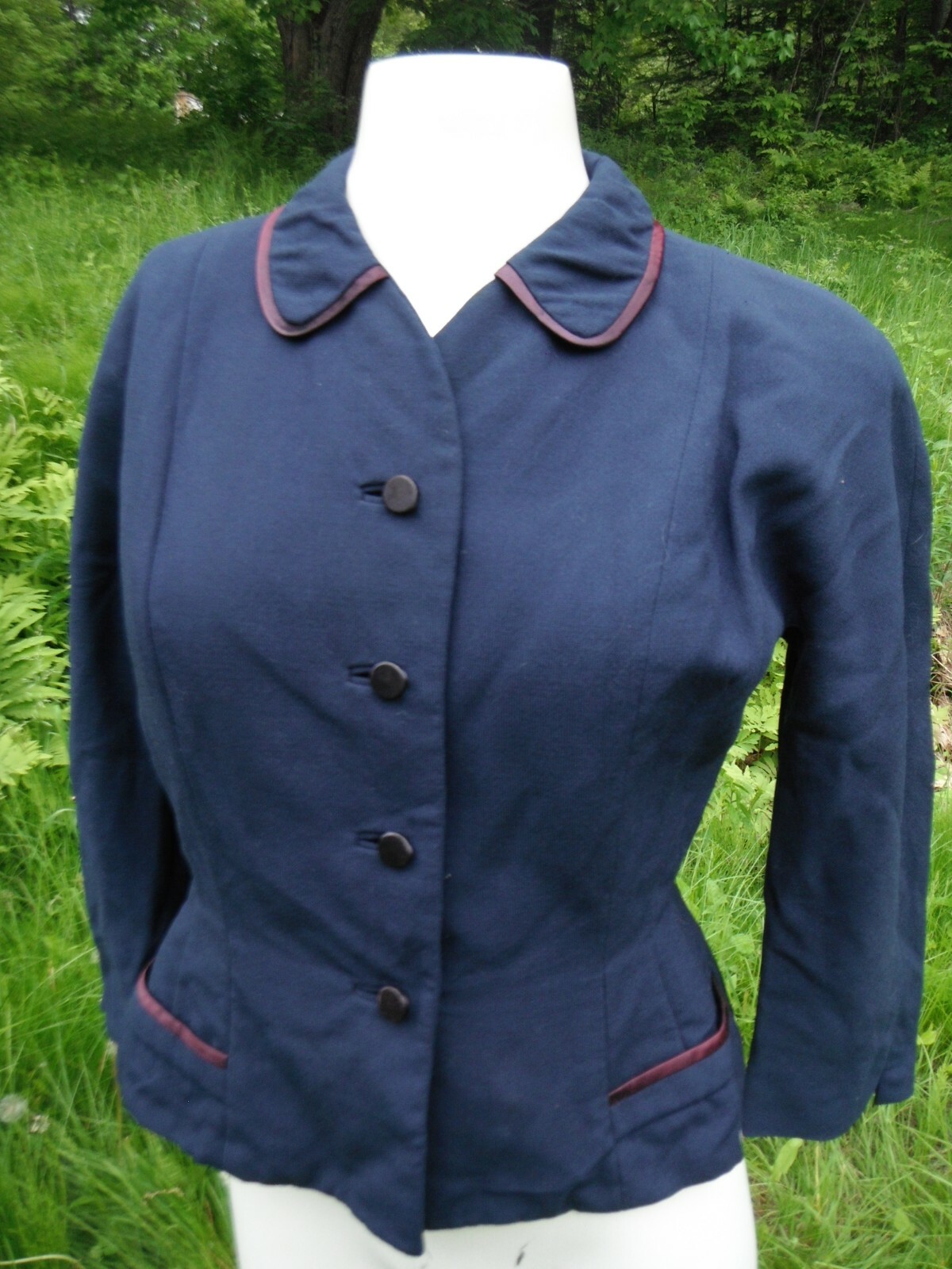 VTG. 1940s PINUP Jacket BLAZER Coat B. Forman Co. Rochester N.Y. peplum waist XS