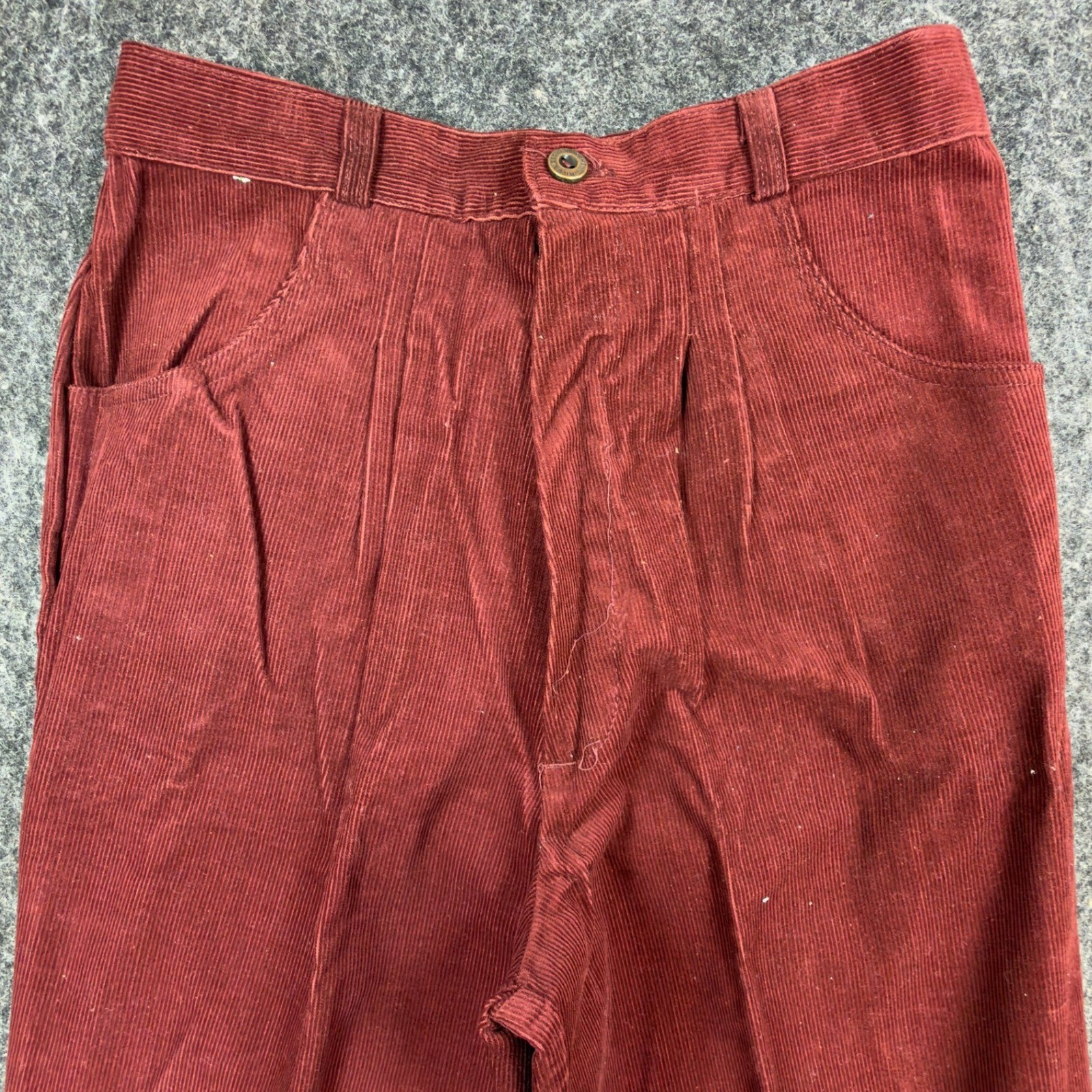ILGWU Vintage 80s Baggy Pants Women Small Burgundy Cotton Corduroy NWT Deadstock