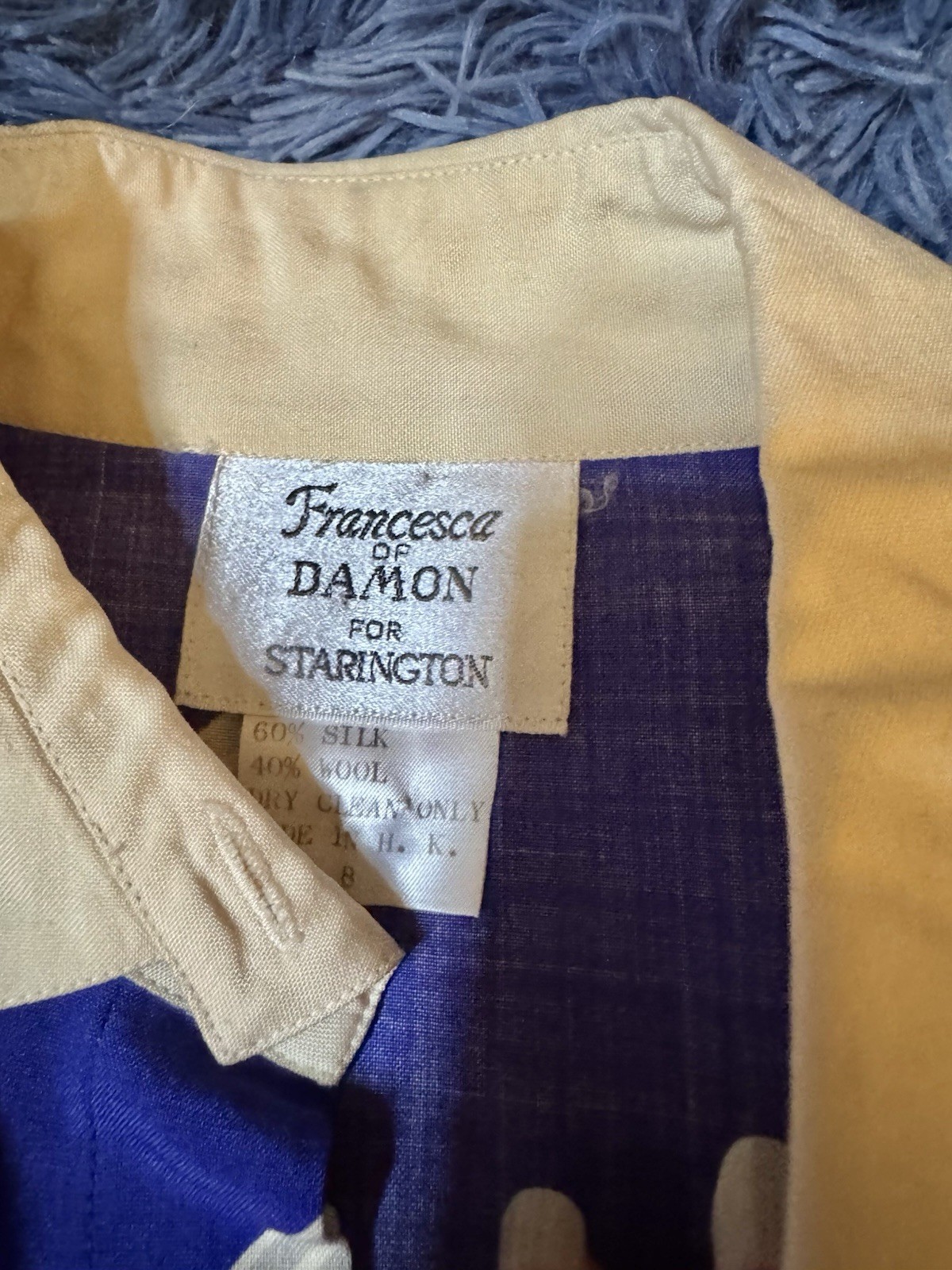 Vtg Francesca Damon Starington Silk Wool Puff Sleeve Blouse Shirt Wide Cuff XS S