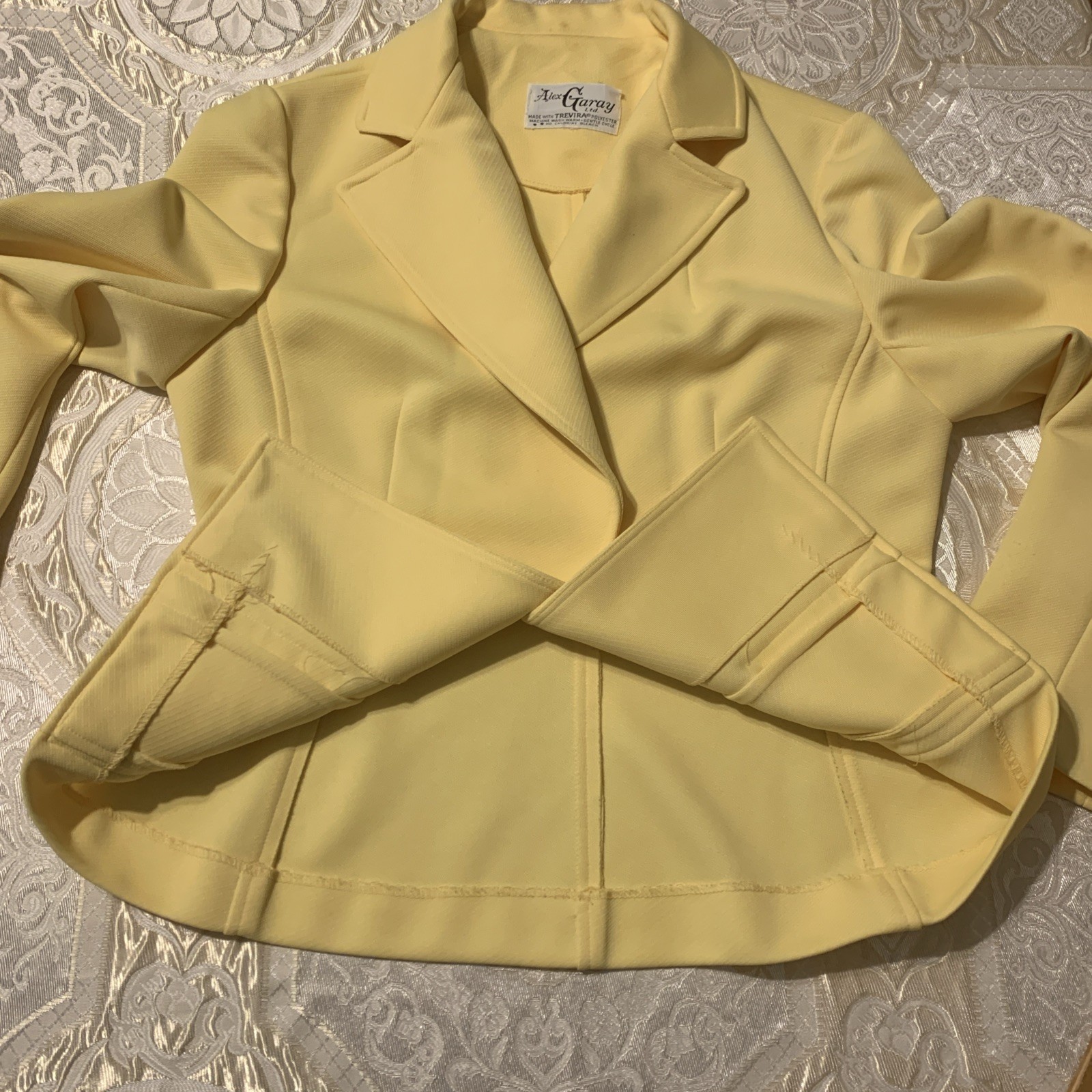 Vtg 60s 70s Alex Garay Trevira Banana Yellow Blazer Jacket Office Siren Disco