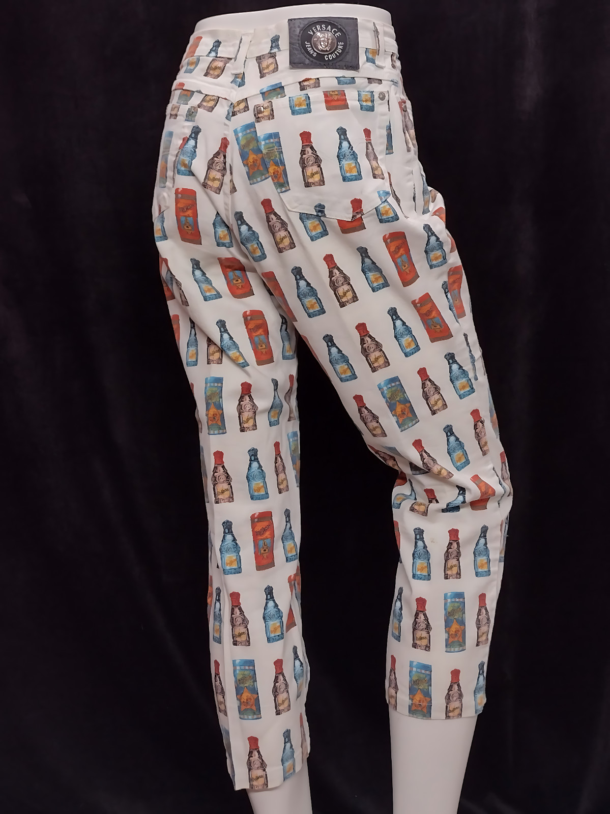 1990’s Funky Gianni Versace High waisted Colourful Perfume Bottle pattern Jeans