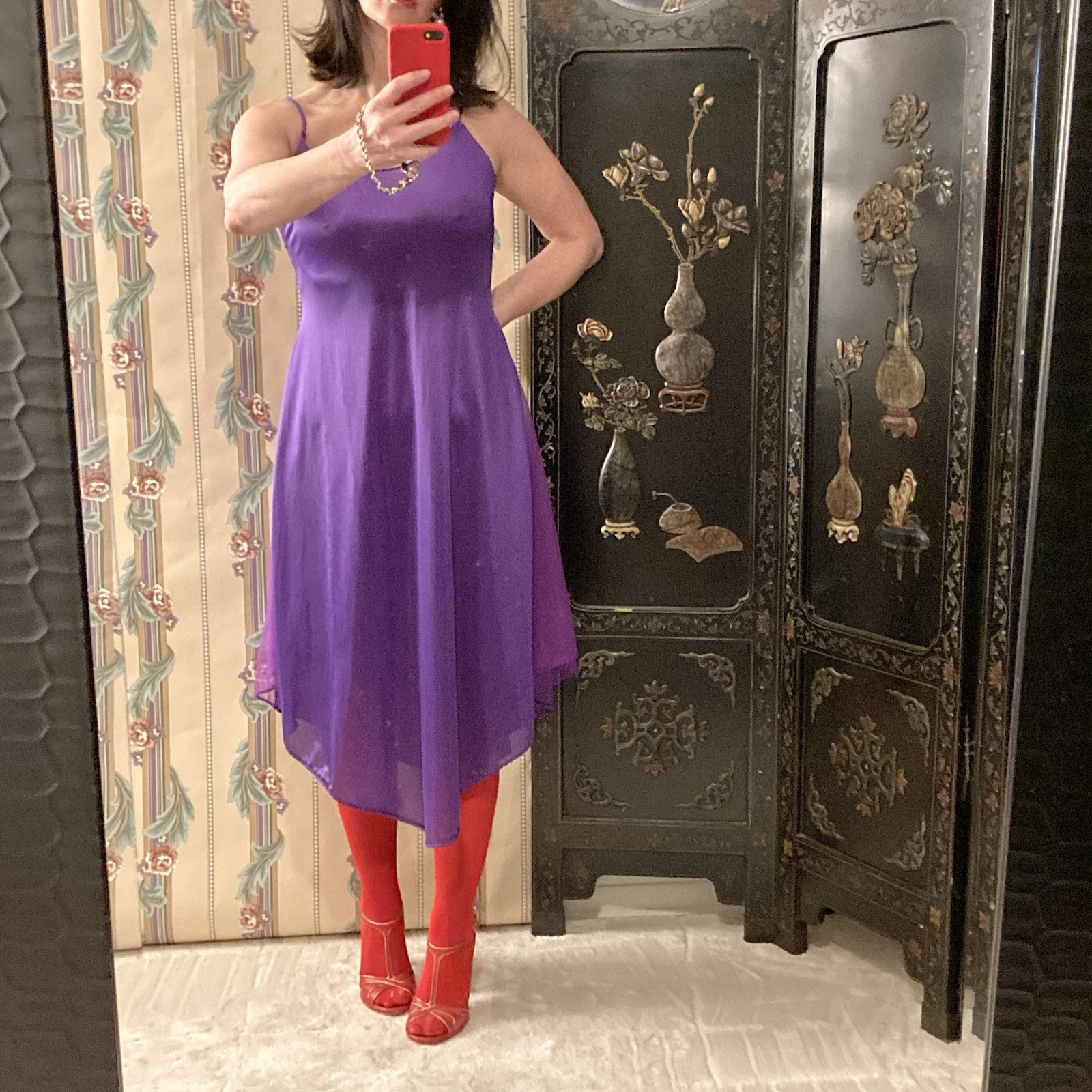 Vintage Purple Disco Silky Slip Dress