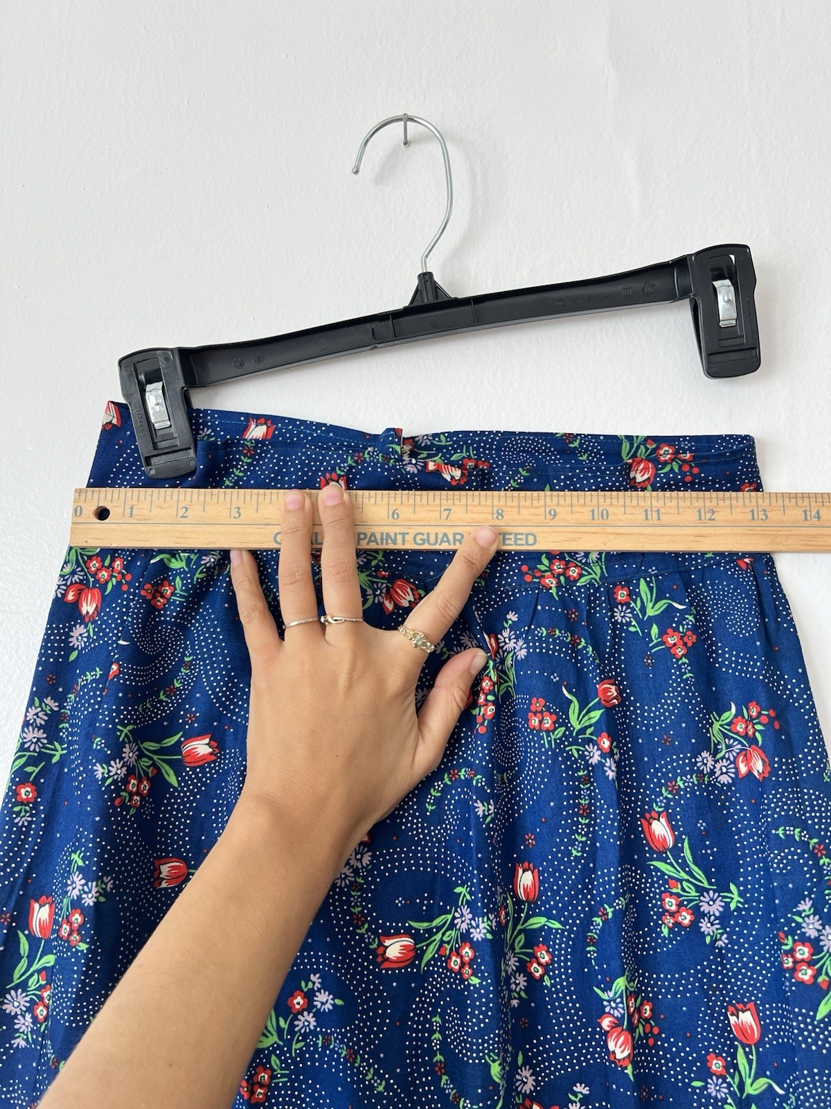 Vintage 70s Maxi Prairie Tiered Blue Floral Skirt Size Small Cottage Core