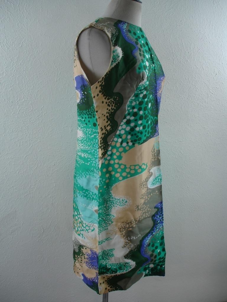 Women’s M L 16 Vtg 1960’s 2-Pc Dress Suit Long Jacket Maxi Cape Colorful Satin