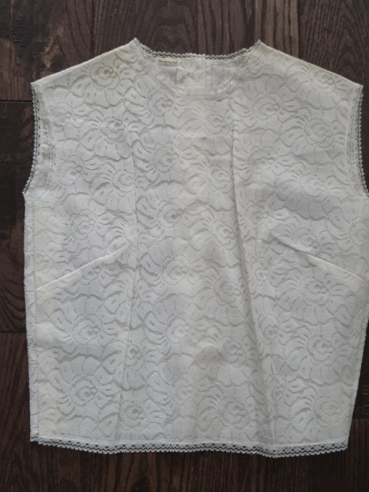 Vintage White Lace Sleeveless Blouse Handmade Sheer Floral Lace Shell Top Retro