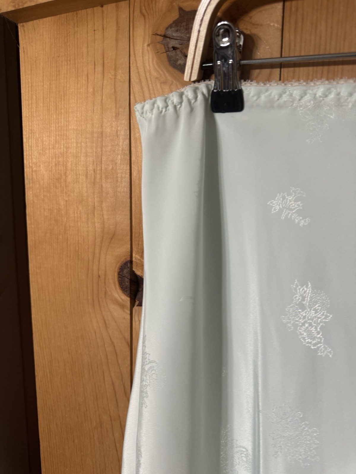 Vtg Farr West Sea Foam Green Embossed Glossy Satin Half Slip M L W-30-36” NWD