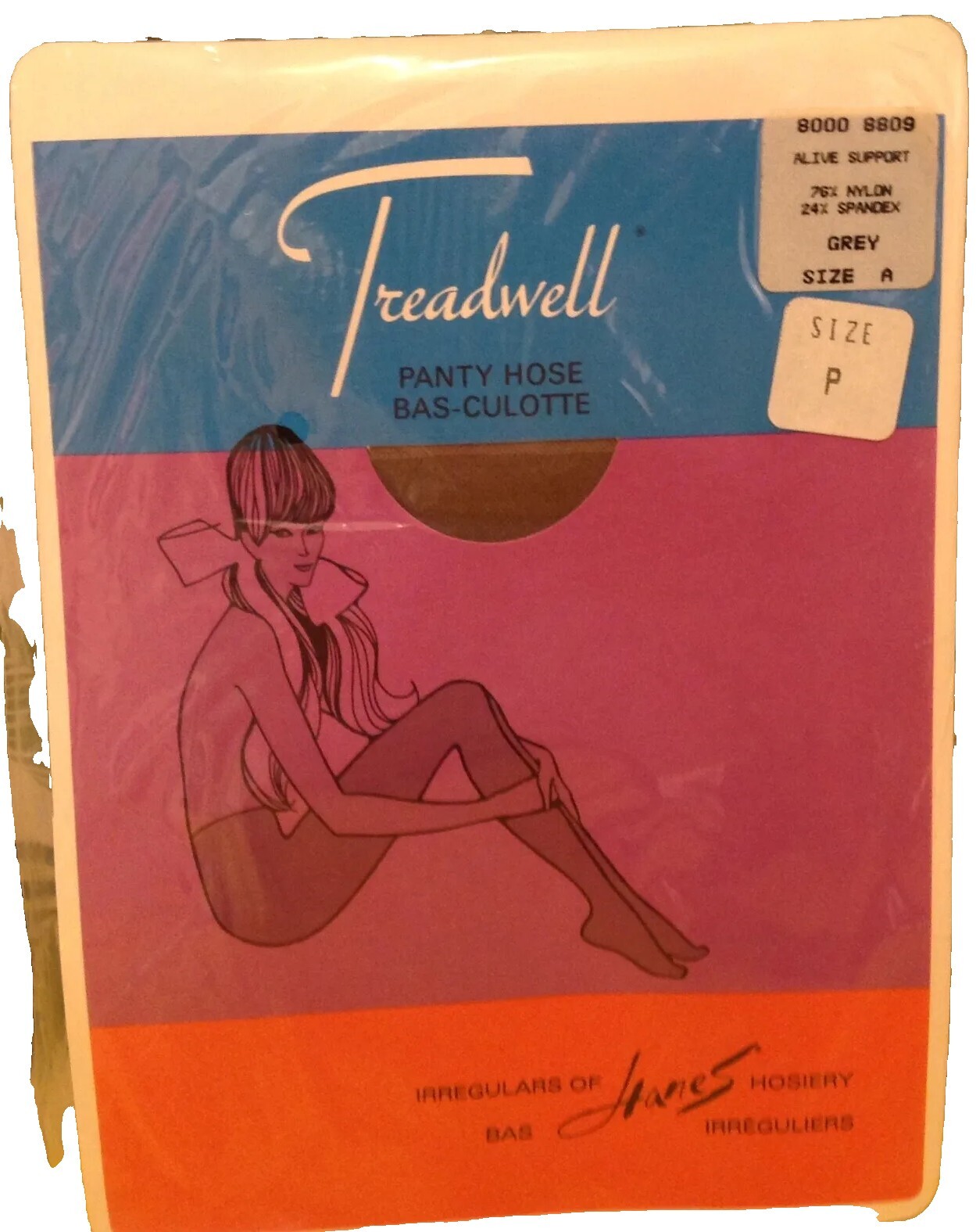 Vintage Pantyhose Treadwell Alive Support Color Grey size A B002D
