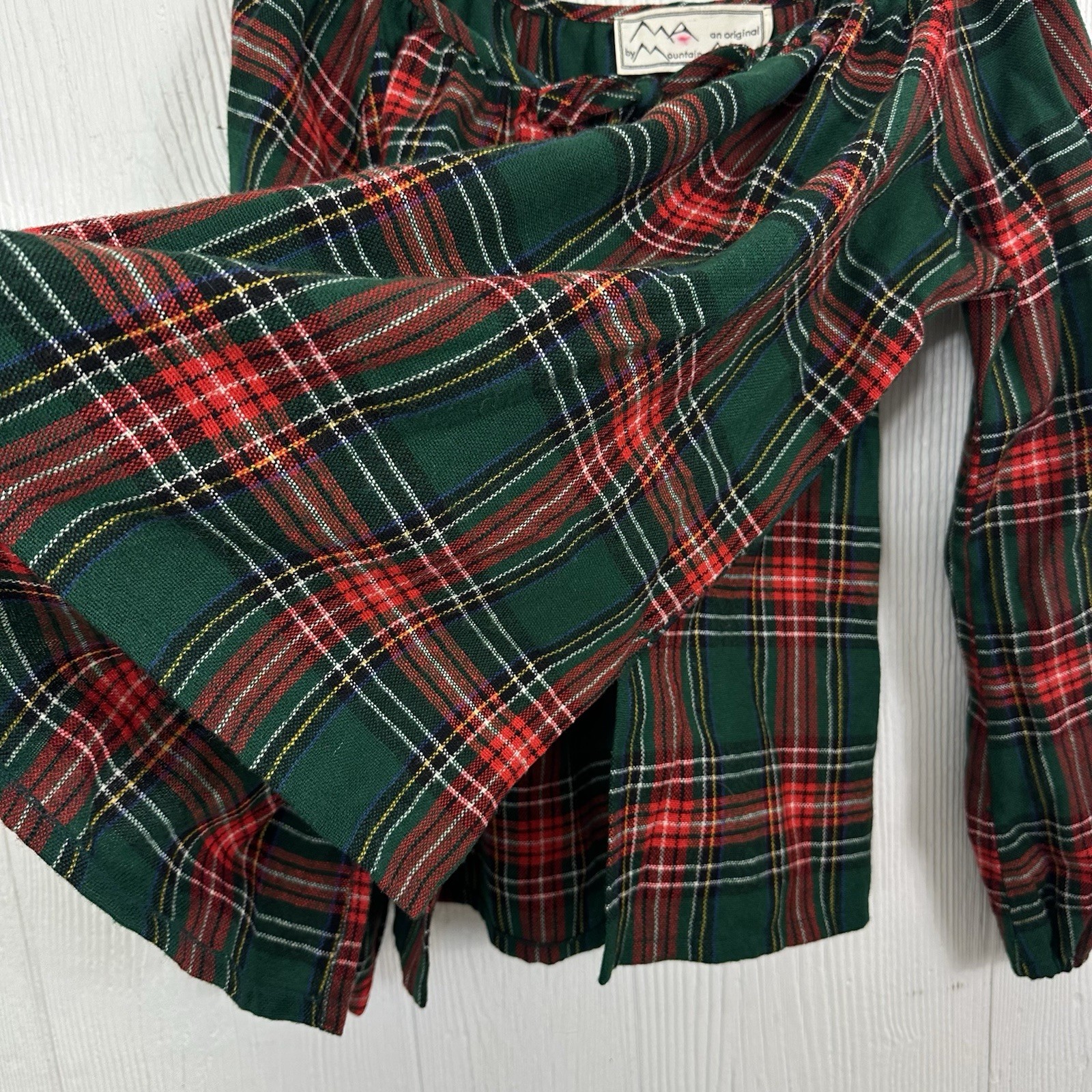 Vintage “Mountain Artisans” West VA Wool Red Green Plaid Peasant Top 70’s
