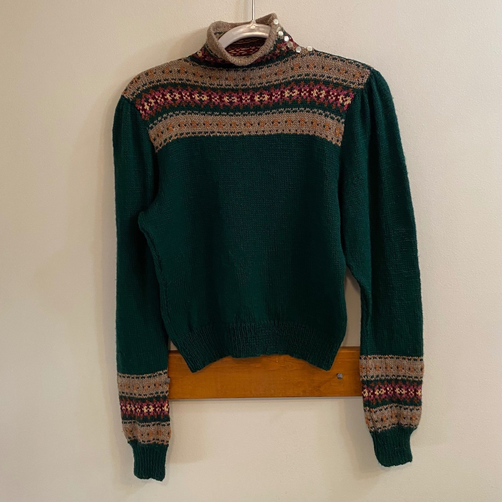 Ralph Lauren 80s VTG Hand Knit Great Britain 100% Wool Fair Isle Sweater M RARE
