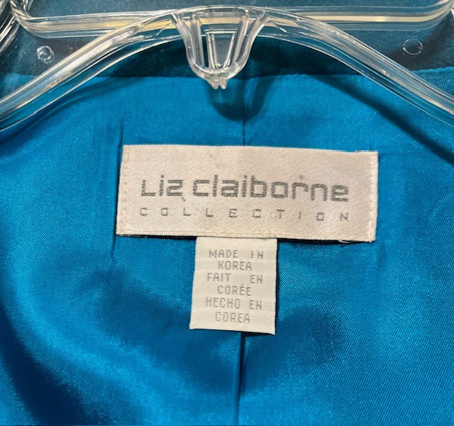 Vintage Stylish Liz Claiborne Blazer Sz 12 Blue Heavy Wool Mint Nostalgic