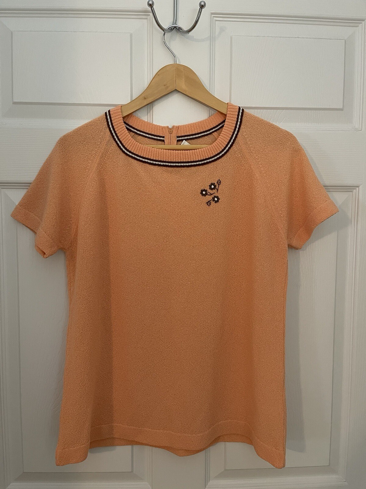 Talbot Traveler Vintage 1960’s Original Womens L Orange Dacron Floral Accent Top
