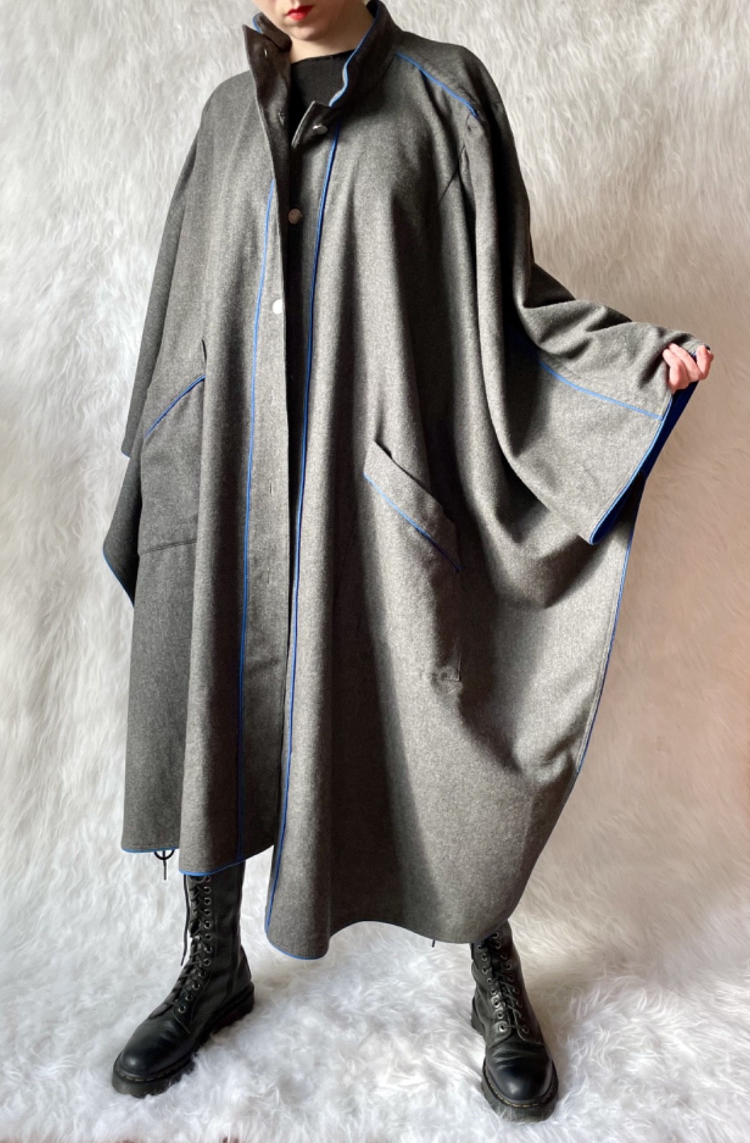 Vintage West Germany Wool Cape Coat | Avant-Garde Oversized Cloak | Minimalism