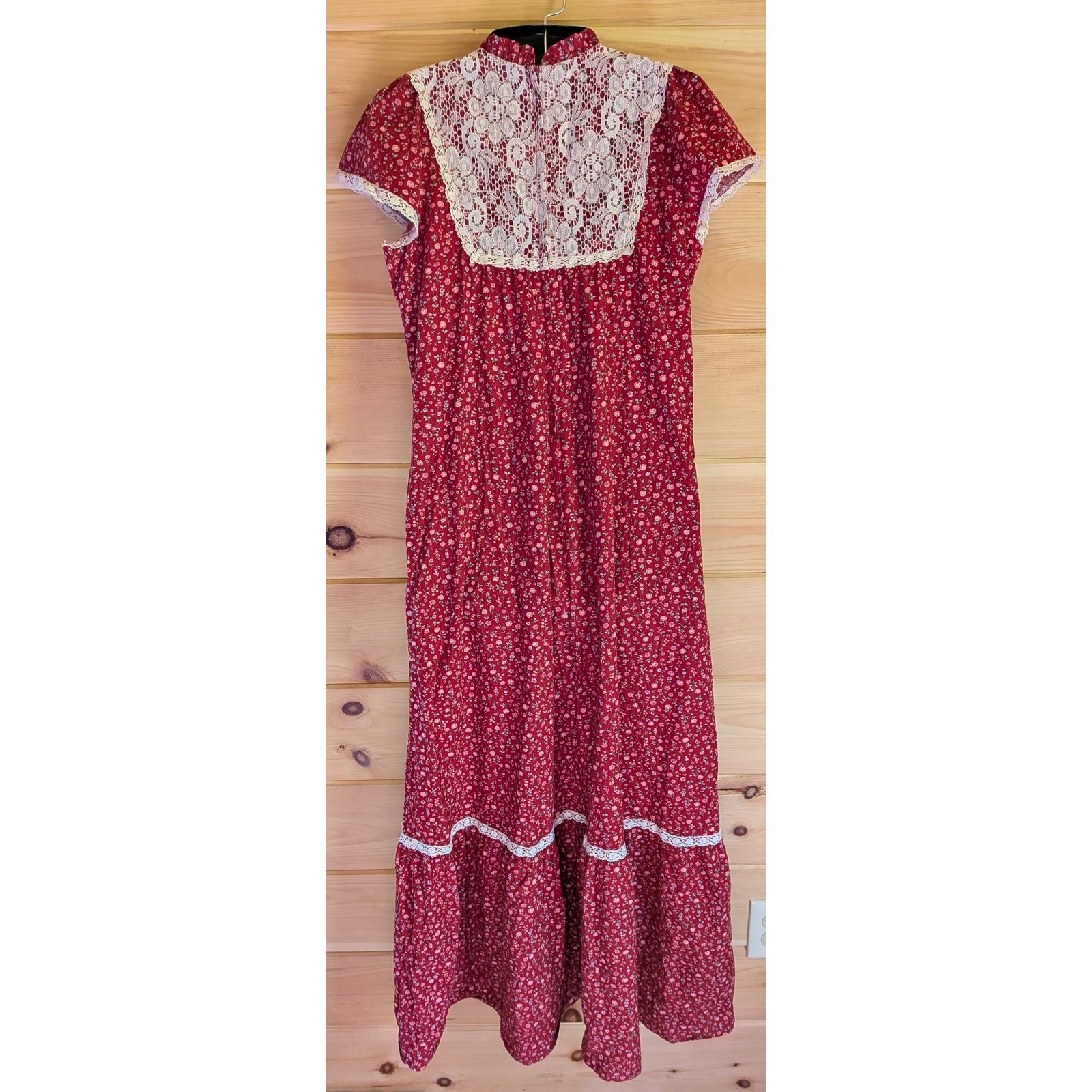 Vtg Liberty House Maxi Dress Sz 13 Cottagecore Prairie Boho Lace Ditsy Floral