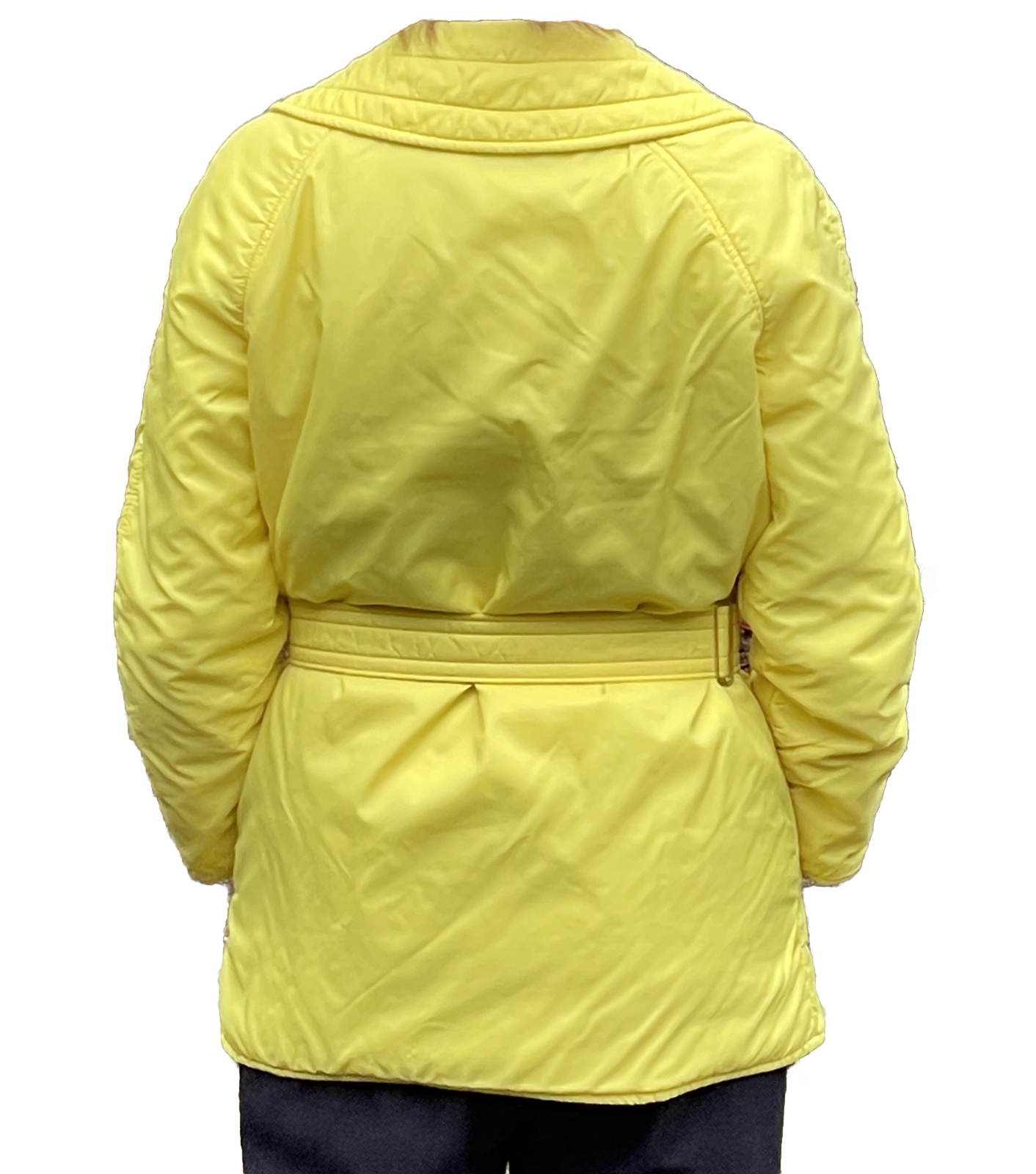Vintage Roffe Belted Ski Jacket Coat Women’s Medium Small Bright Yellow Hip Mod