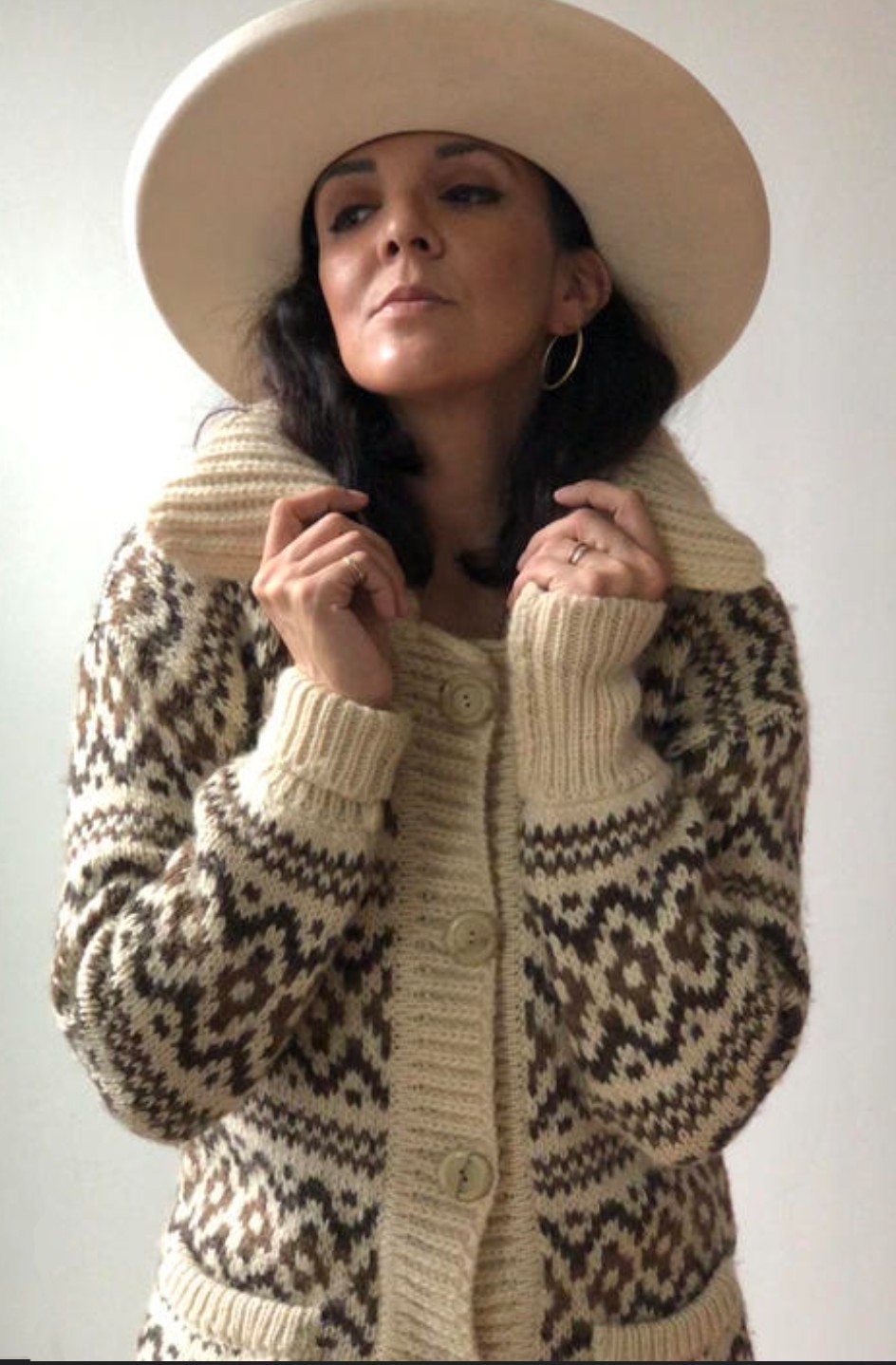 Vintage Womens Gaeltarra Nordic Cardigan 100% PURE Wool – Made In Ireland Size L