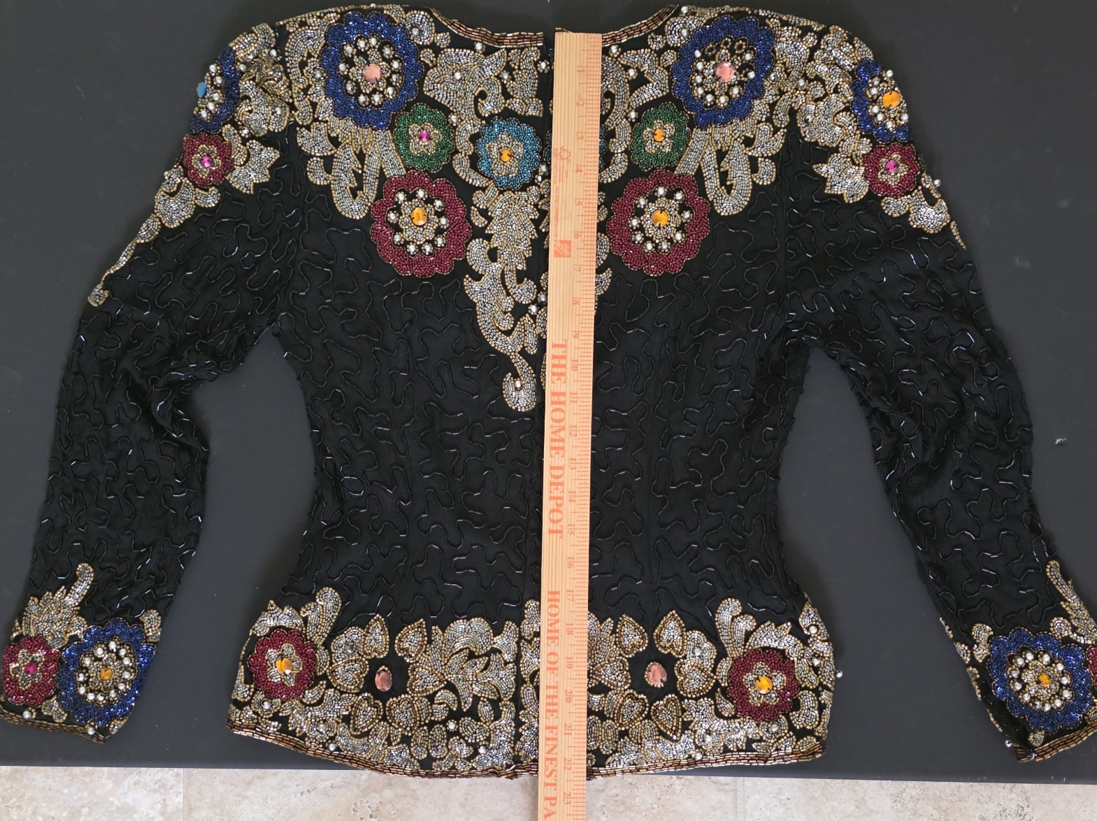 Joan Leslie Evenings Vintage 100% Silk Sequin Beaded Formal Blouse Top Size S