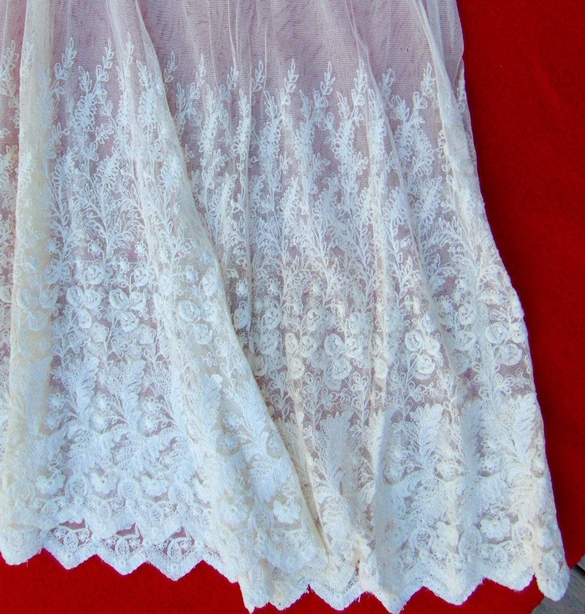 ANTIQUE VICTORIAN COTTON PETTICOAT~1890s ~WOMAN’S MED/LG~LACE BOTTOM~ SLEEVELESS