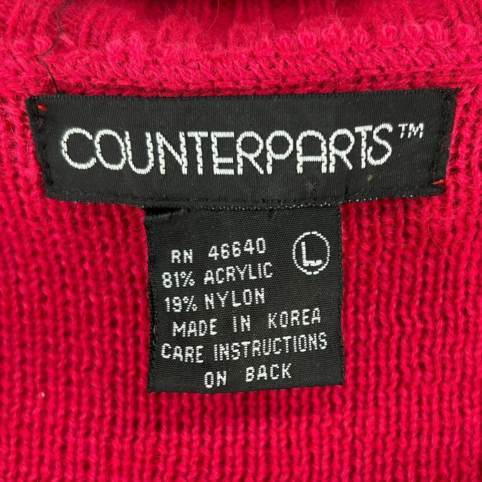 Vintage 80s Counterparts Cardigan Sweater Pink Womens Size Large Made In Korea ￼