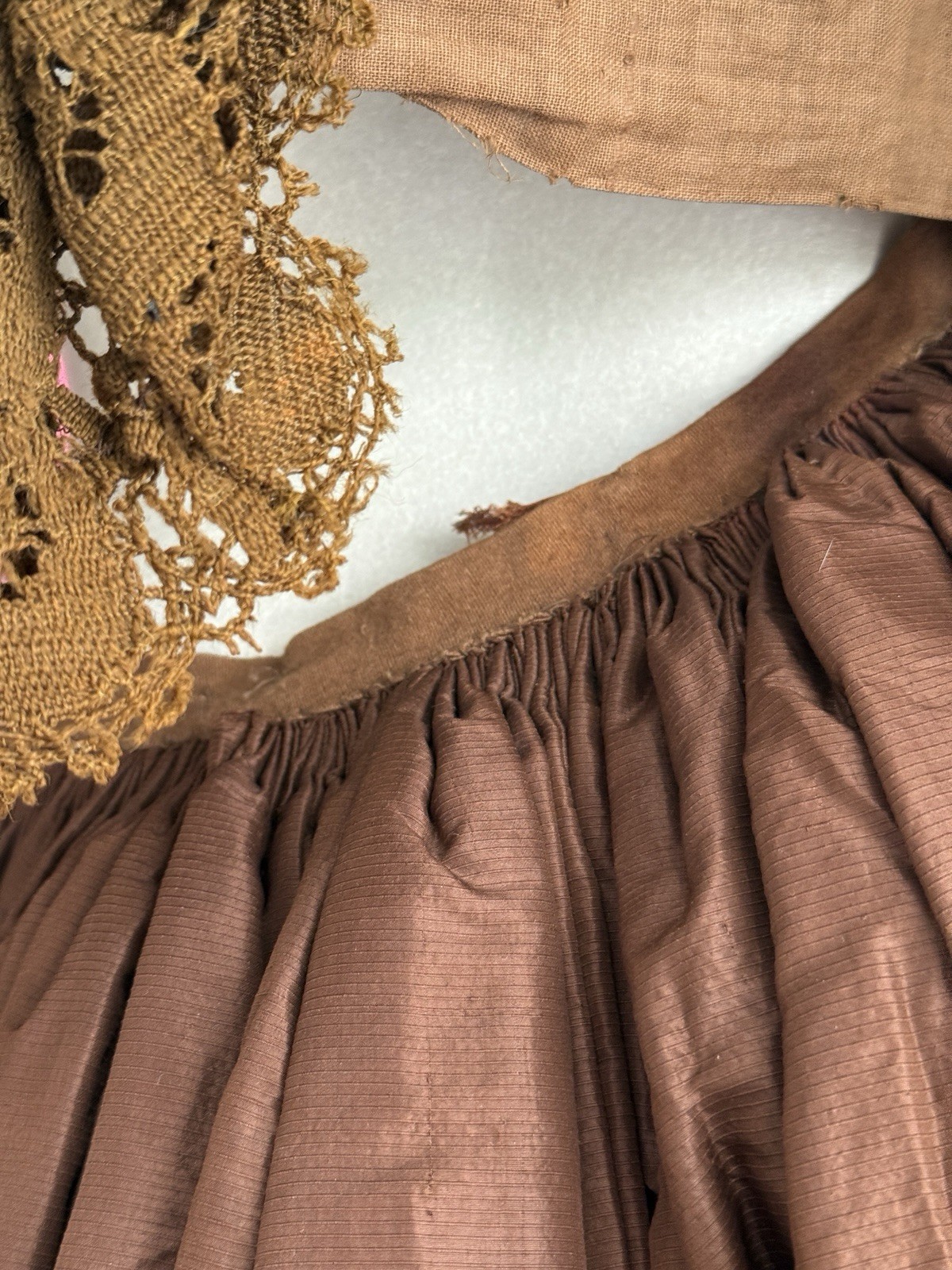 antique 2 piece victorian brown bridal ensemble bodice skirt 1800s small/xs