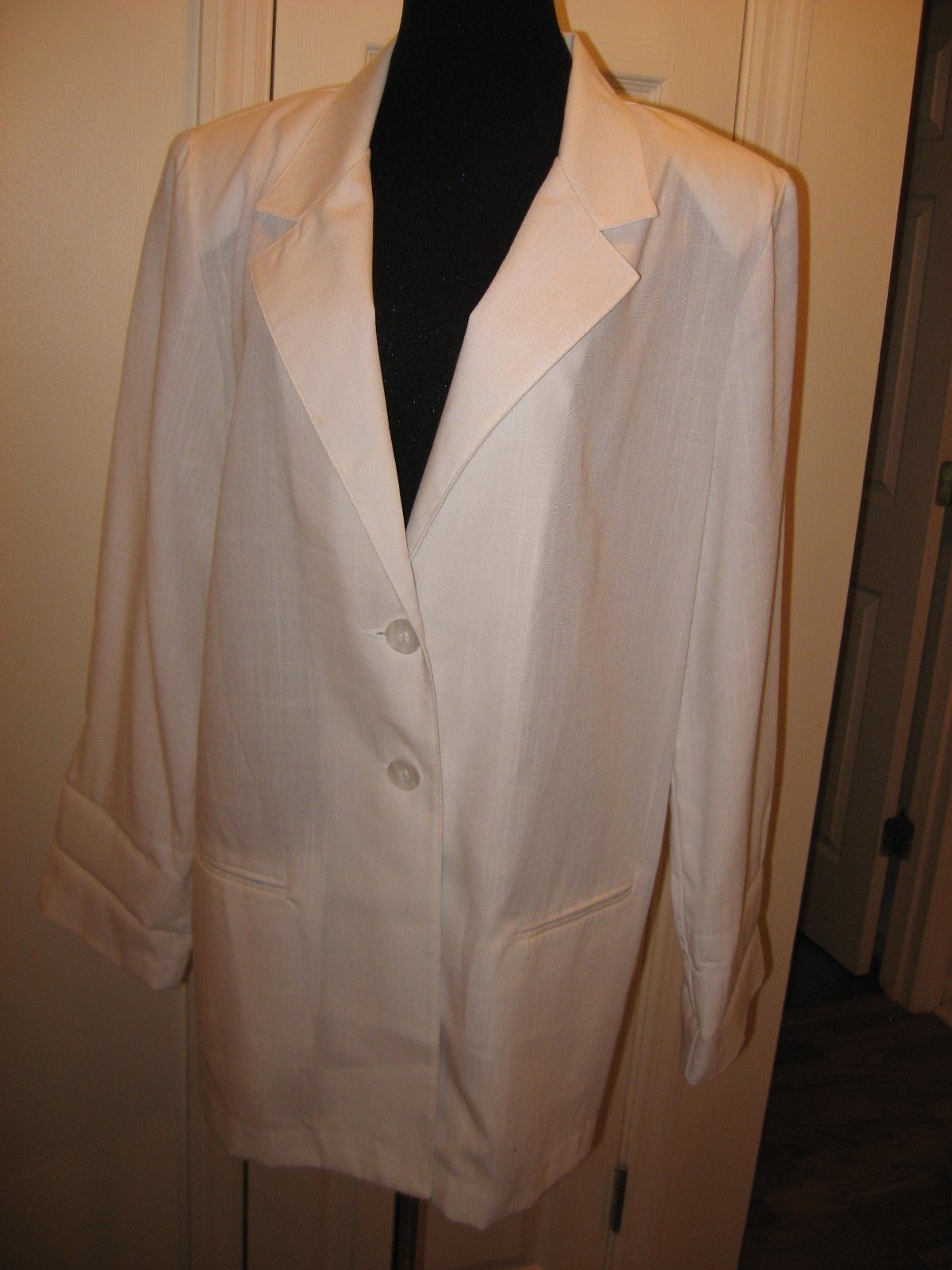 RADCLIFFE, Vintage, Blazer,Jacket,Linen look,Solid White,Polyester,16