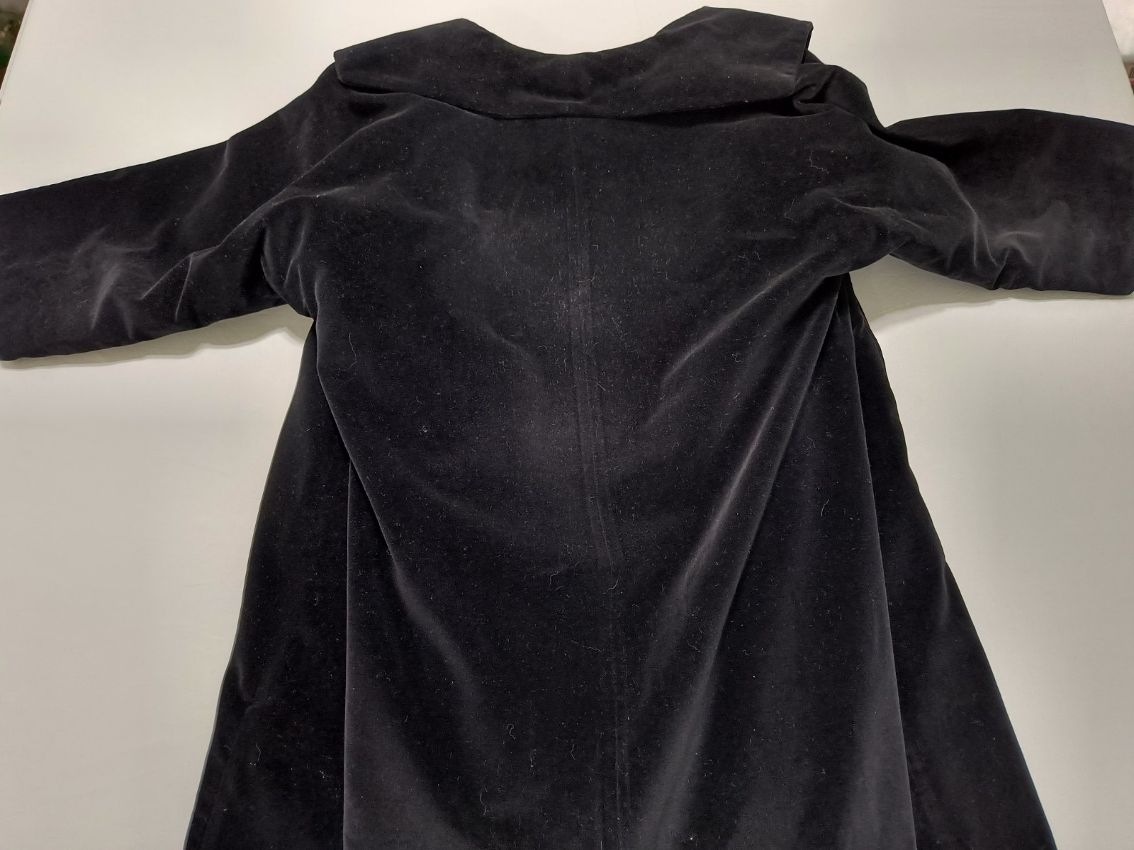 VTG 50s Original Candi Wrap Long Maxi Coat Union Made Black Velvet Witchy L Vamp