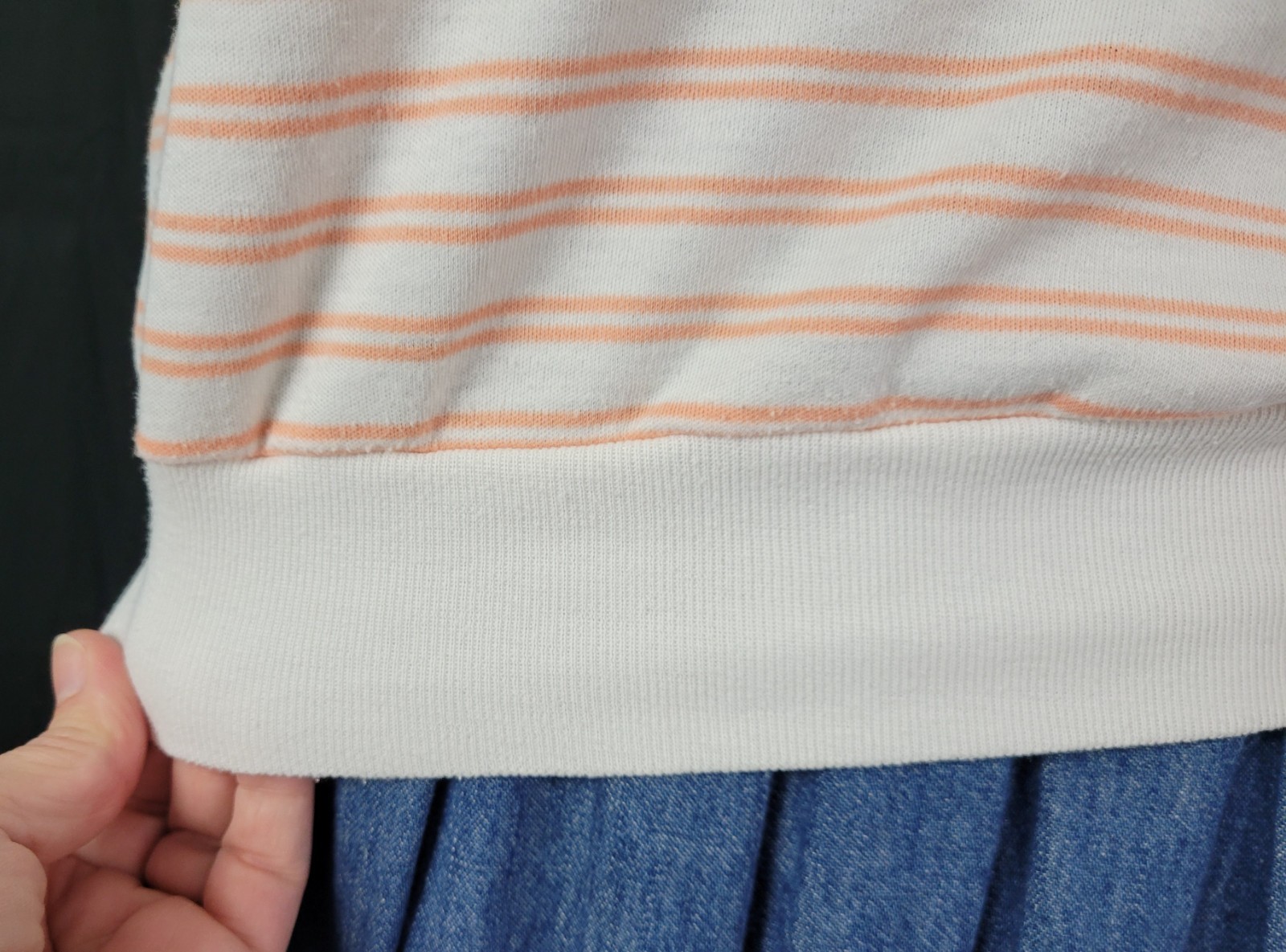 Vintage Objectives Cream Sleeveless Top w Peach Stripes Size Small