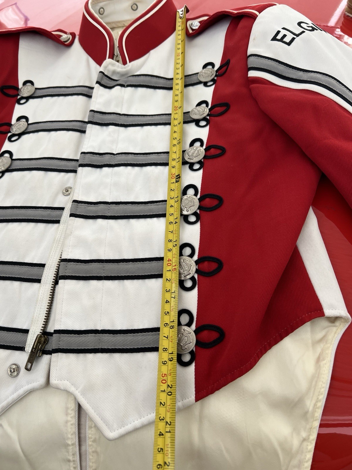 Vintage Stanbury Wool Red And White Military Style Marching Band Jacket 38