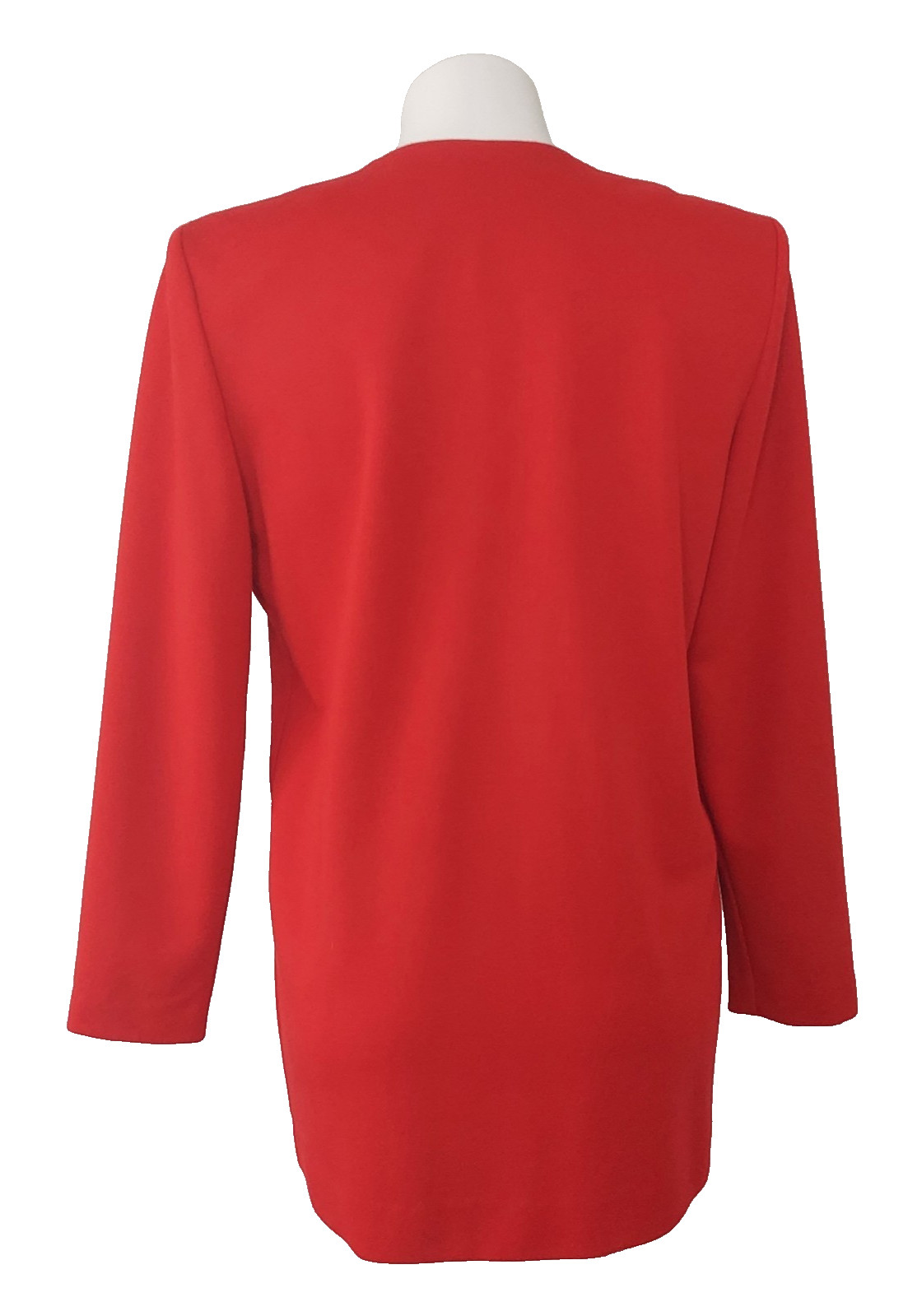 Vintage 80s Leslie Fay Power Suit Blazer Red Black Trim Gold Buttons Women’s 8