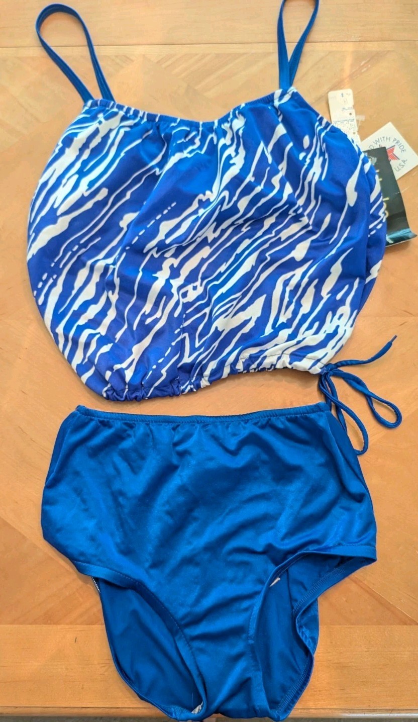 Vintage 80s Robby Len Two Piece Swimsuit New Old Stock With Tags Size 14