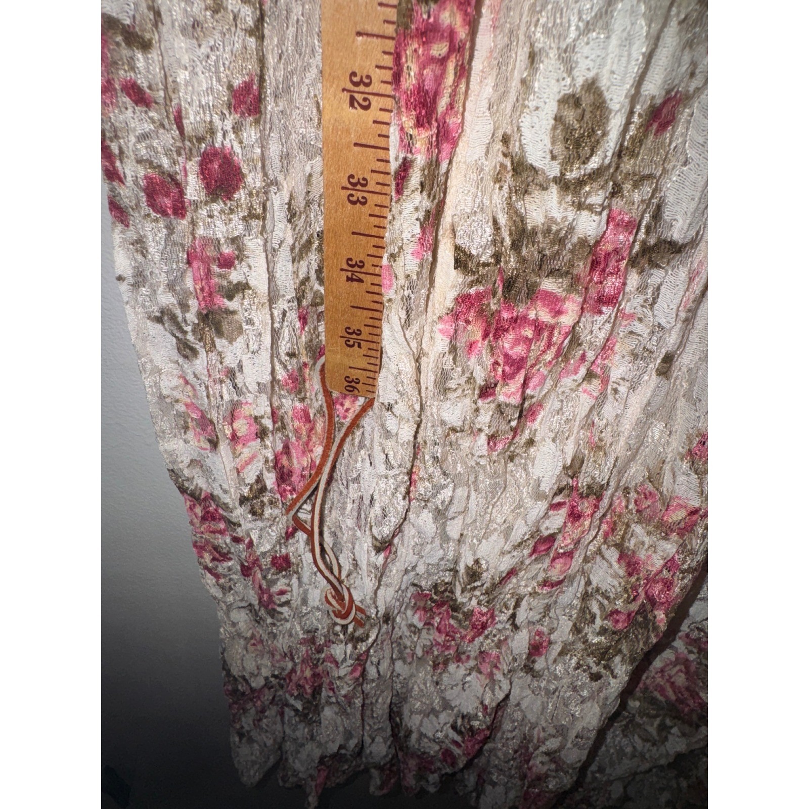 Vtg 90s Sz S Floral Lace Maxi Dress V-Neck Cottagecore Country Romantic Prarier