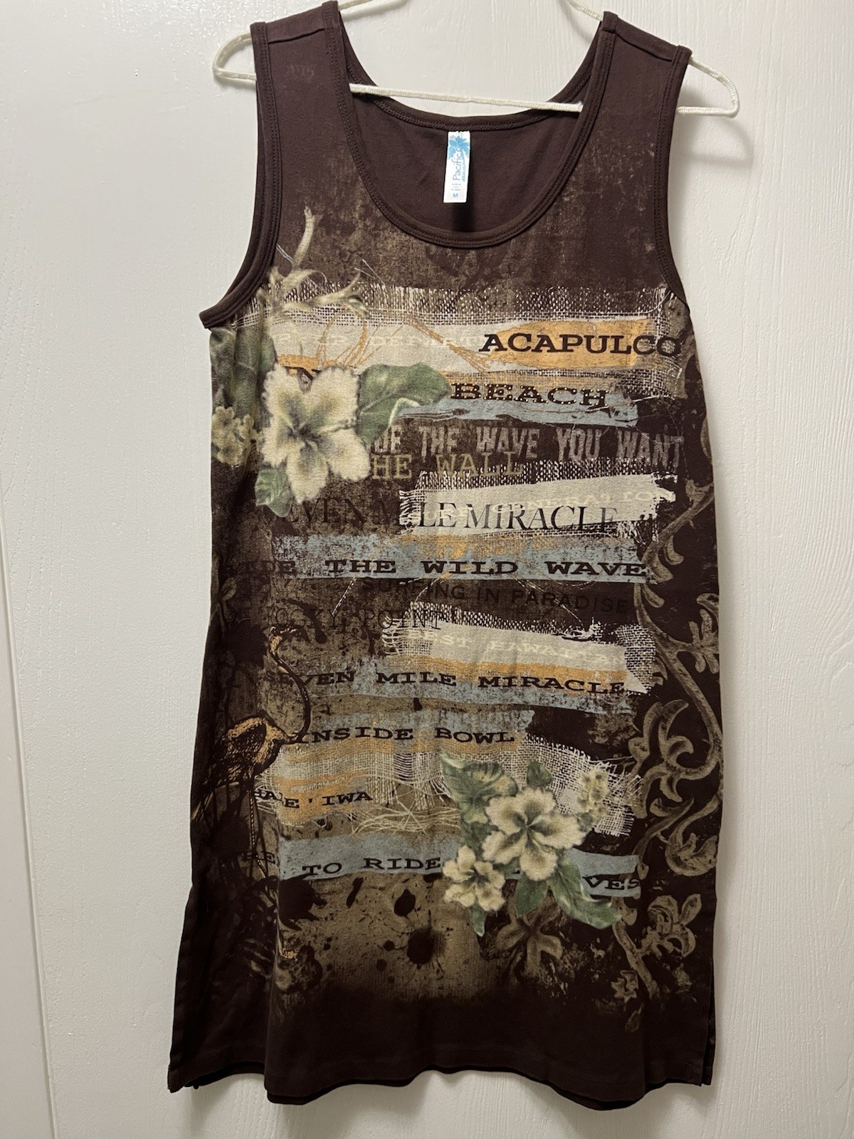 Vtg Pacific Cove Beach Dress Size Medium 80s 90s Casual Acapulco Cotton Made USA