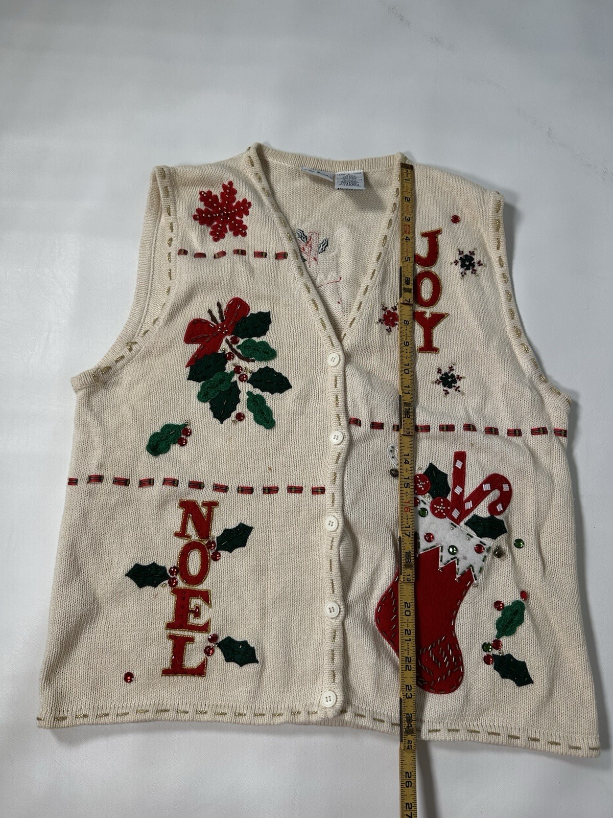 Bobbie Brooks Noel Joy Festive Gifts Red Ugly Christmas Vest Size Large 12/14