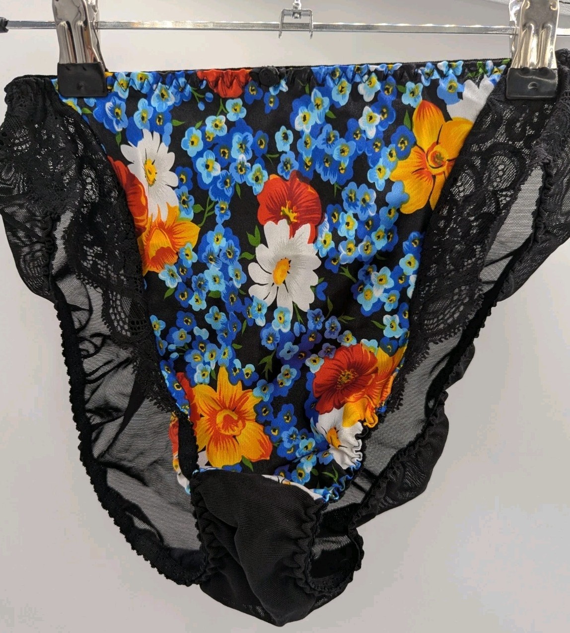 Oscar De Le Renta Vintage Satin Mesh Floral Second Skin Panties Underwear Sz S