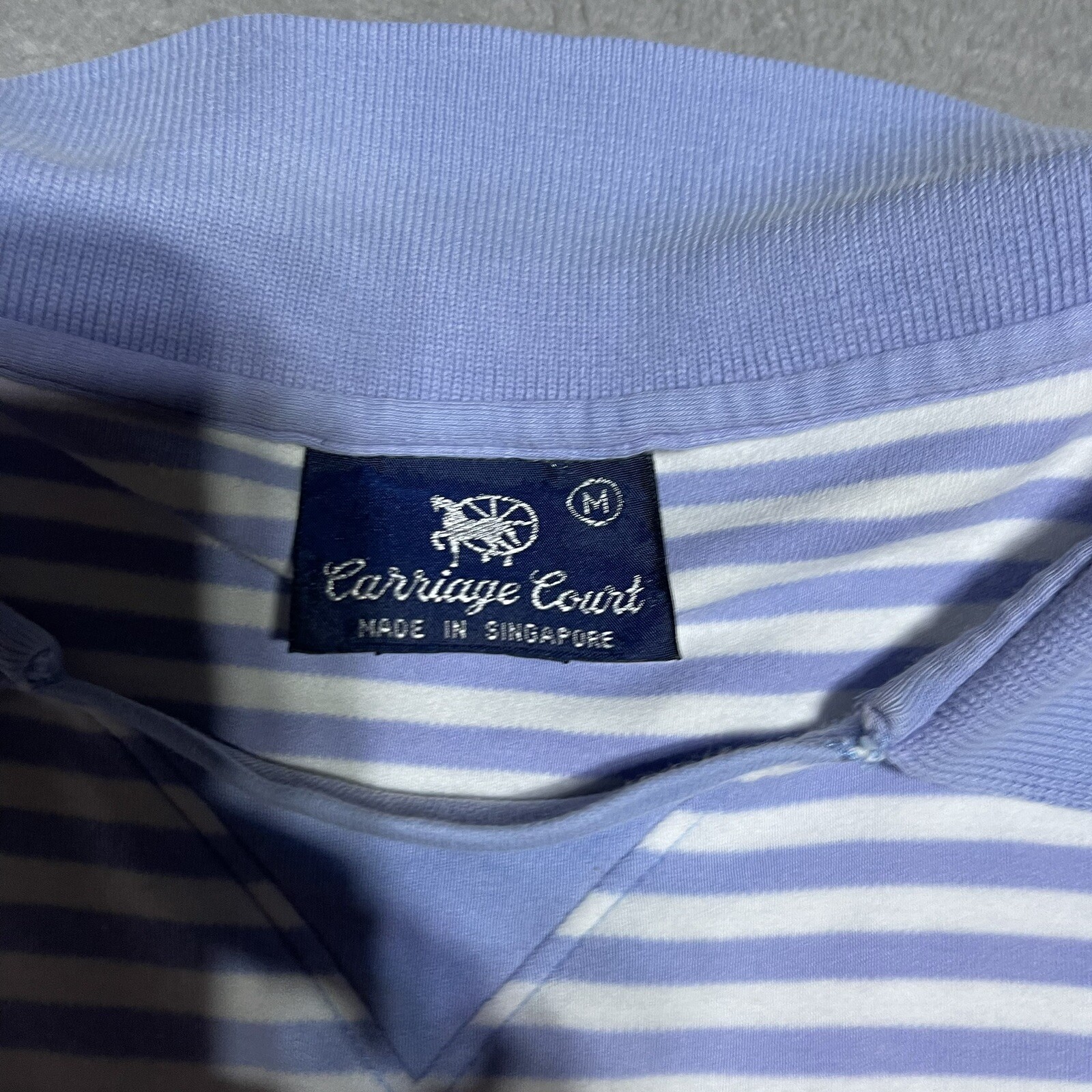 Vintage Carriage Court Polo Shirt Womens Medium Striped Short Sleeve Activewear