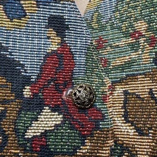 Vintage Wrapper Equestrian Tapestry Vest Womens Large Fox Hunt Plaid Made in USA