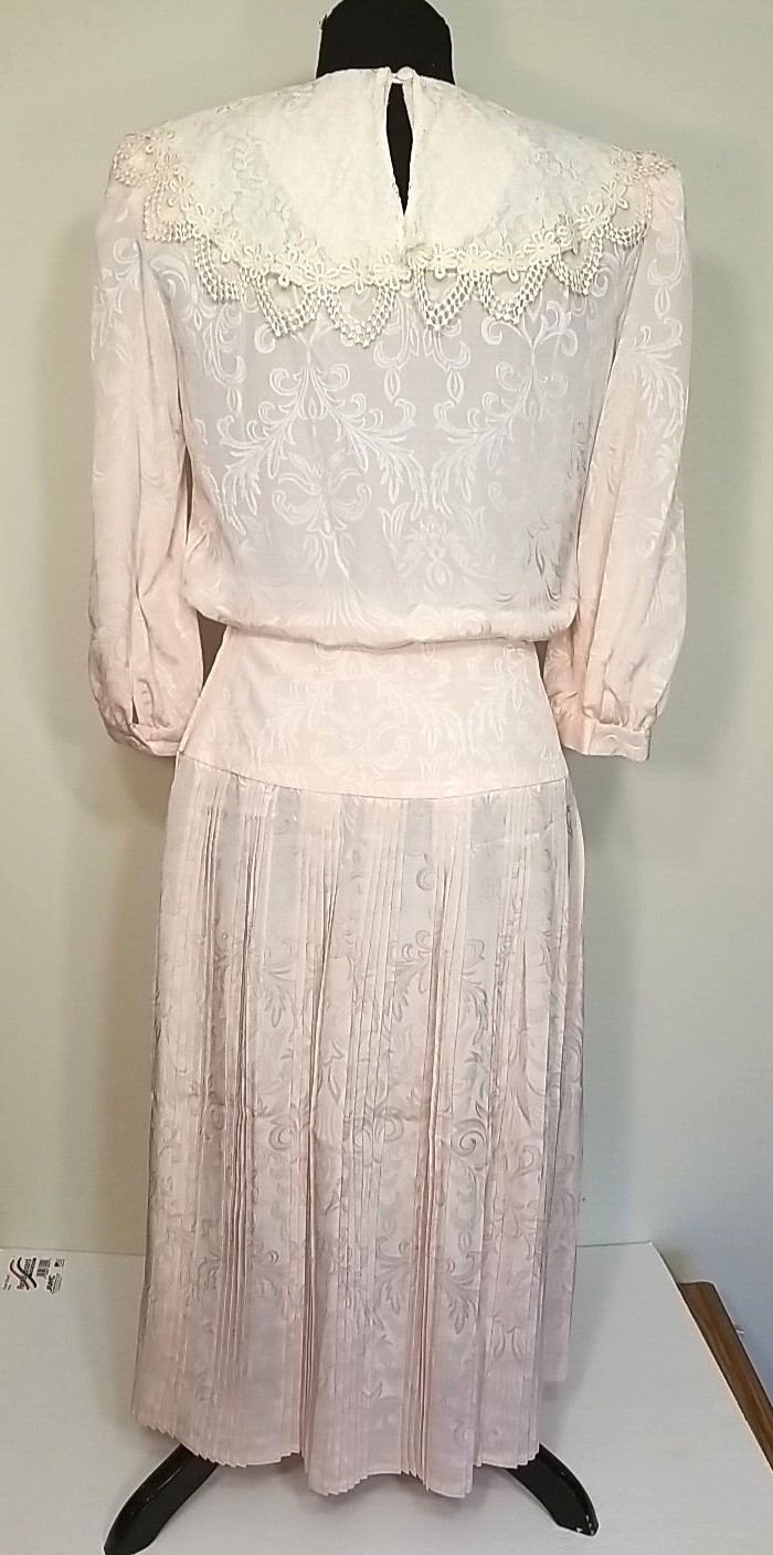 Vintage 1980s Billy Jack For Her Peach Dress Bib Collar Size 5-6 T37