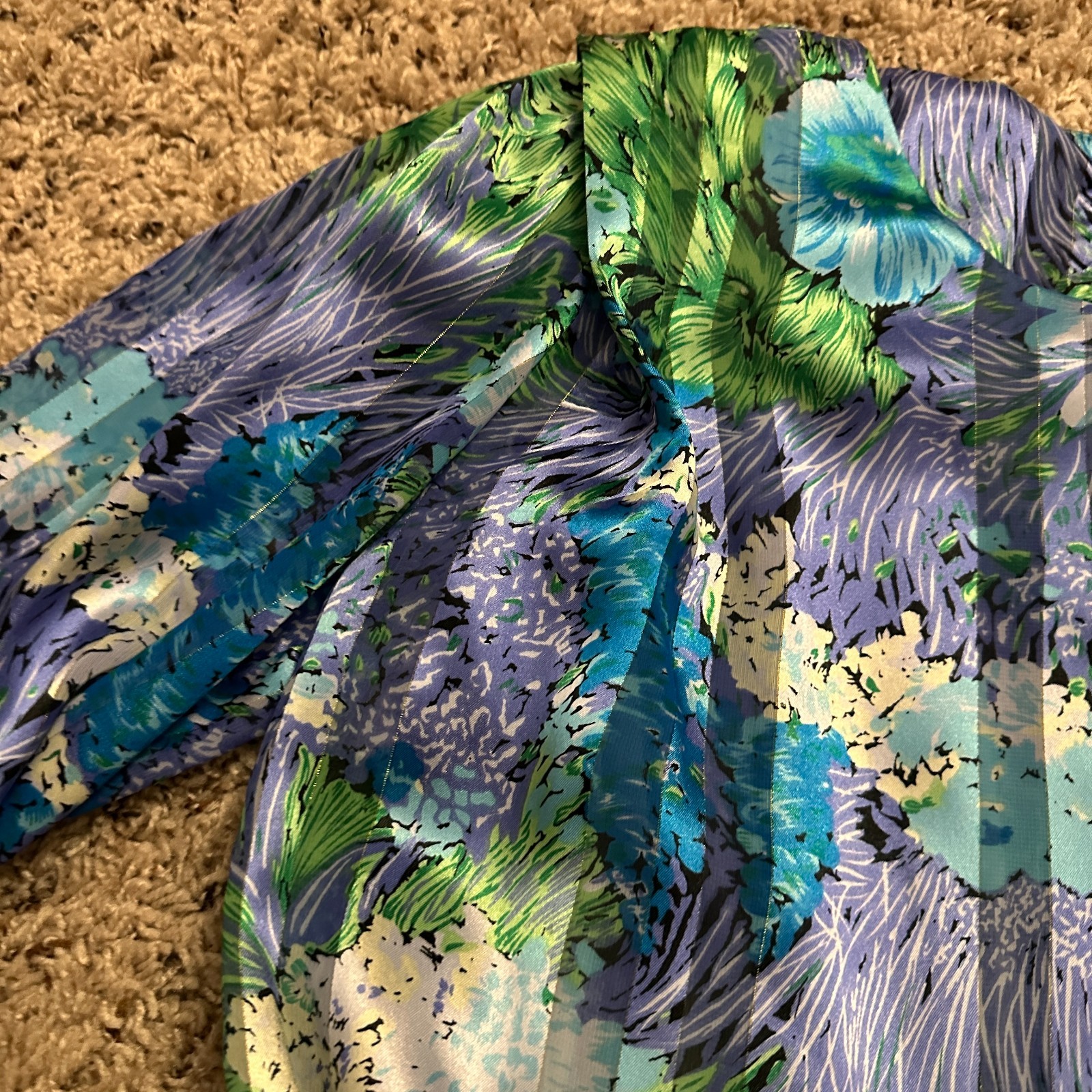 Vintage 80s Damon Petite Floral Pleated Dress Womens Size 8 Union Made USA Retro