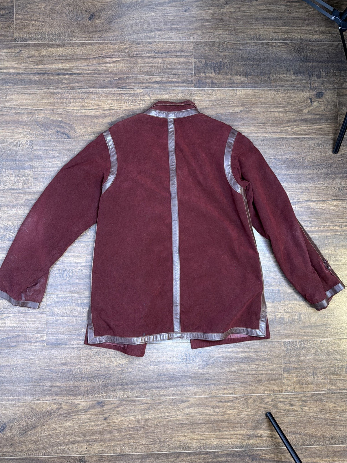 1970s Lilli Ann Vintage Burgundy Maroon Suede Jacket Military M/L