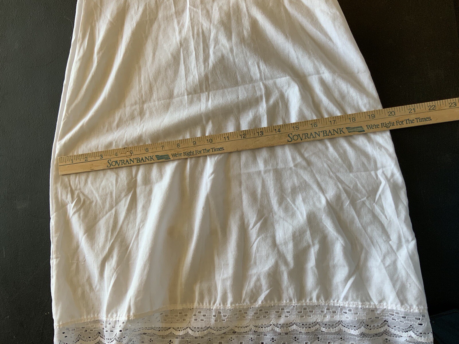 VTG Figurfit by Indera Size 34 White Poly/Cotton W/ Lace Full Slip Babydoll