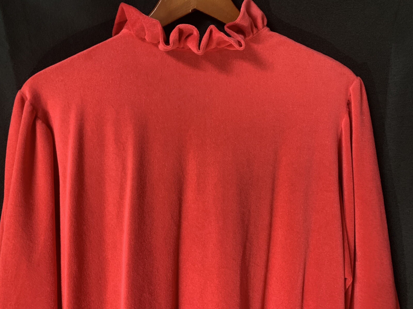 Gilligan O’Malley Velour Zip Red Ruffle Lace Robe Housecoat M 12-14 Made in USA