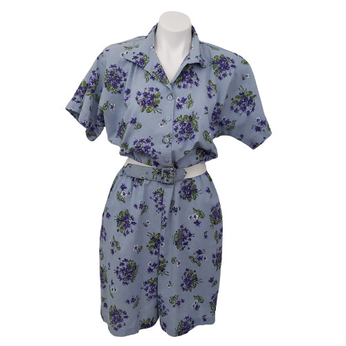 Vintage 1980s-90s The American Shirt Dress Batwing Chambray Skort Romper, Tag 14