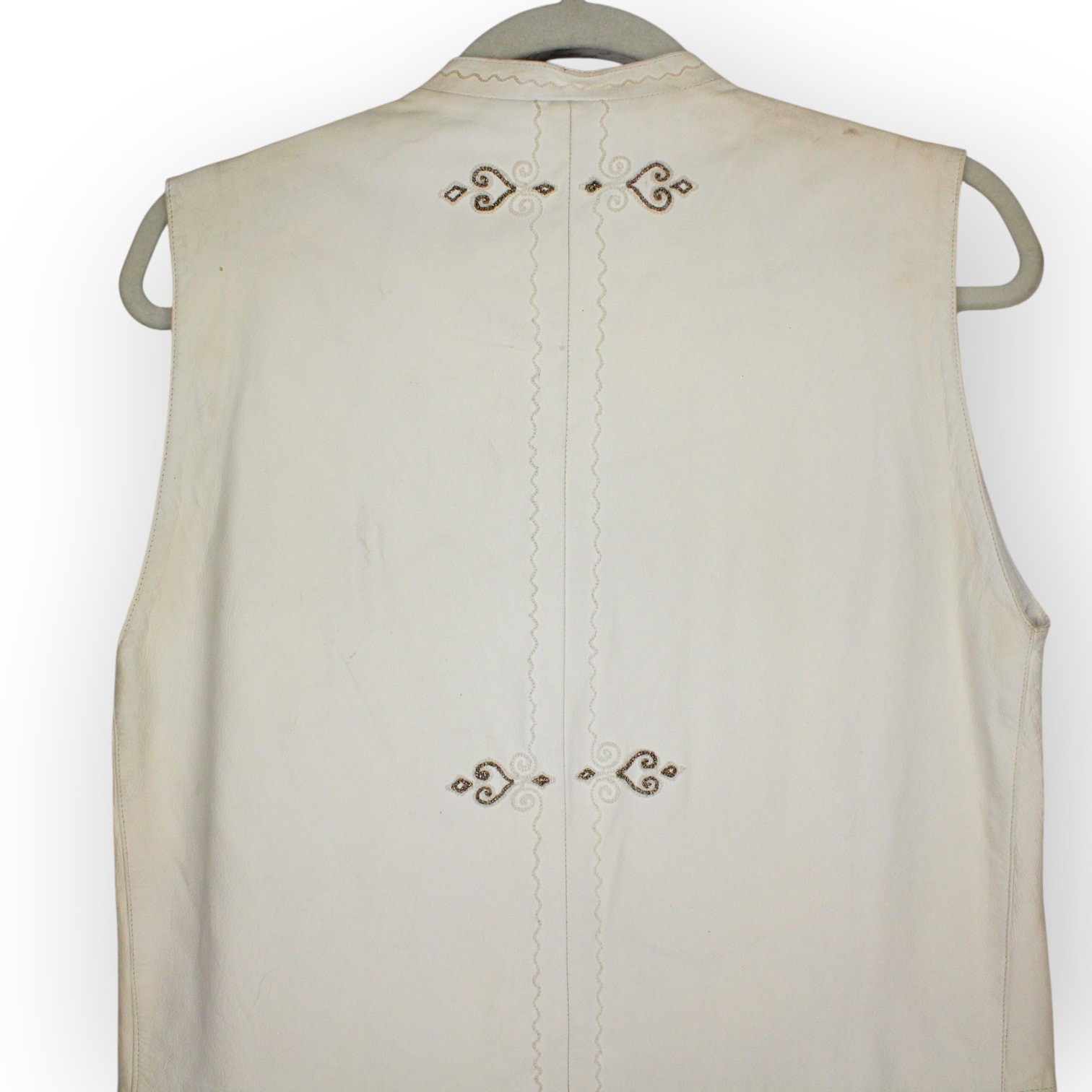 Vintage 1981 Gianni Versace Leather Vest PrimaveraEstate Calfskin Italy 40 Ivory