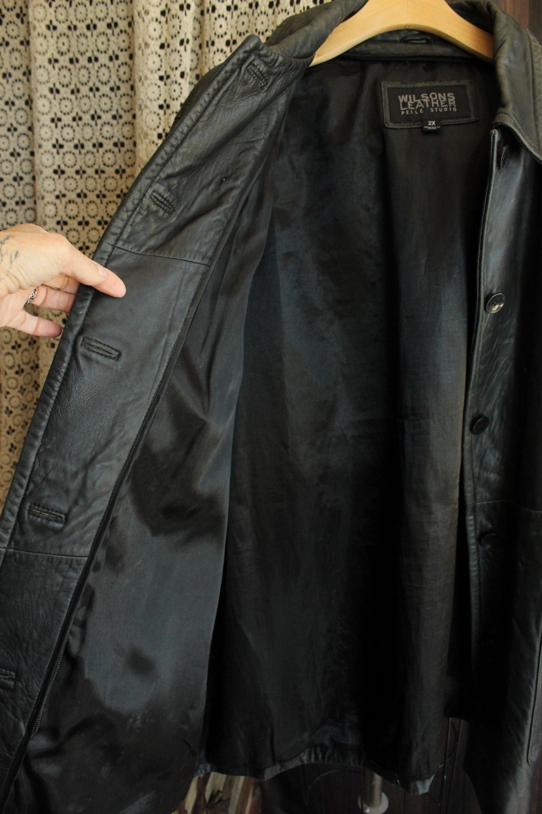 Vintage 1990s Leather Jacket, Volup Size 2X Wilsons Leather Black Car Coat, Pell