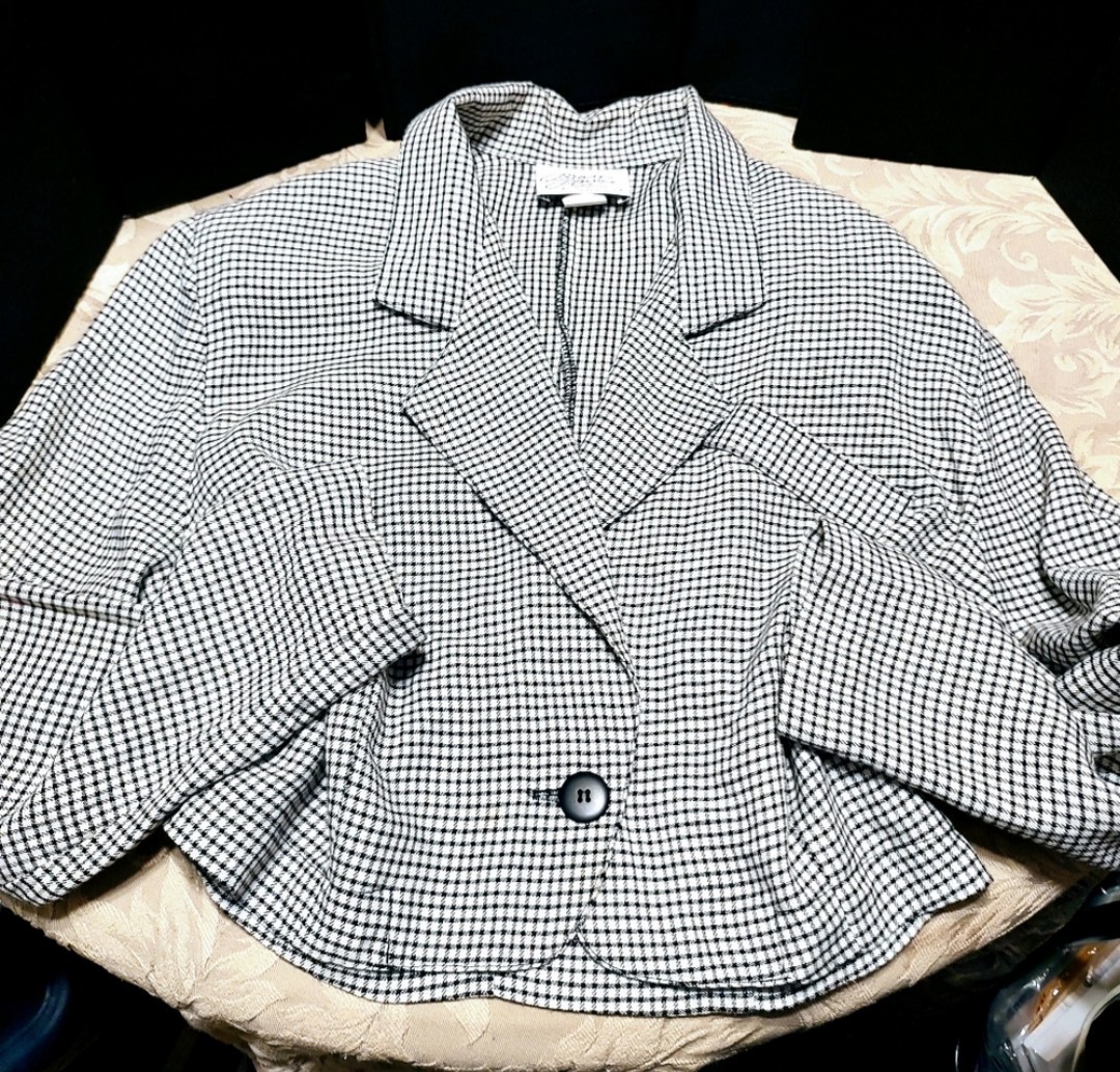 🍒🤍🍒 Awesome 80’s Vtg Nordstrom Black & White Checkered Tailored Jacket – M