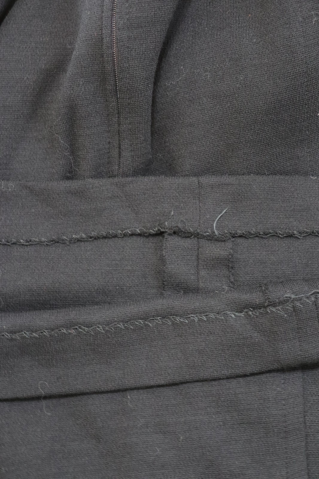 60s Vintage Black Knit Jersey Square Neck Long Sleeve Slim Shift Dress Women XS